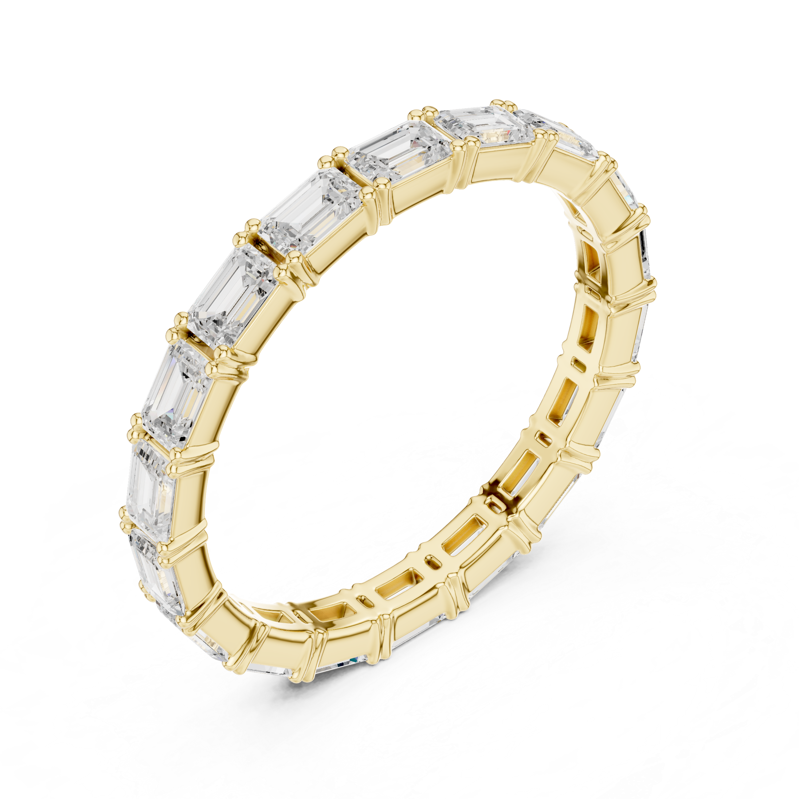 Gold 1Ct Eternity Classic Emerald Lab Grown Diamond Zaviel Ring