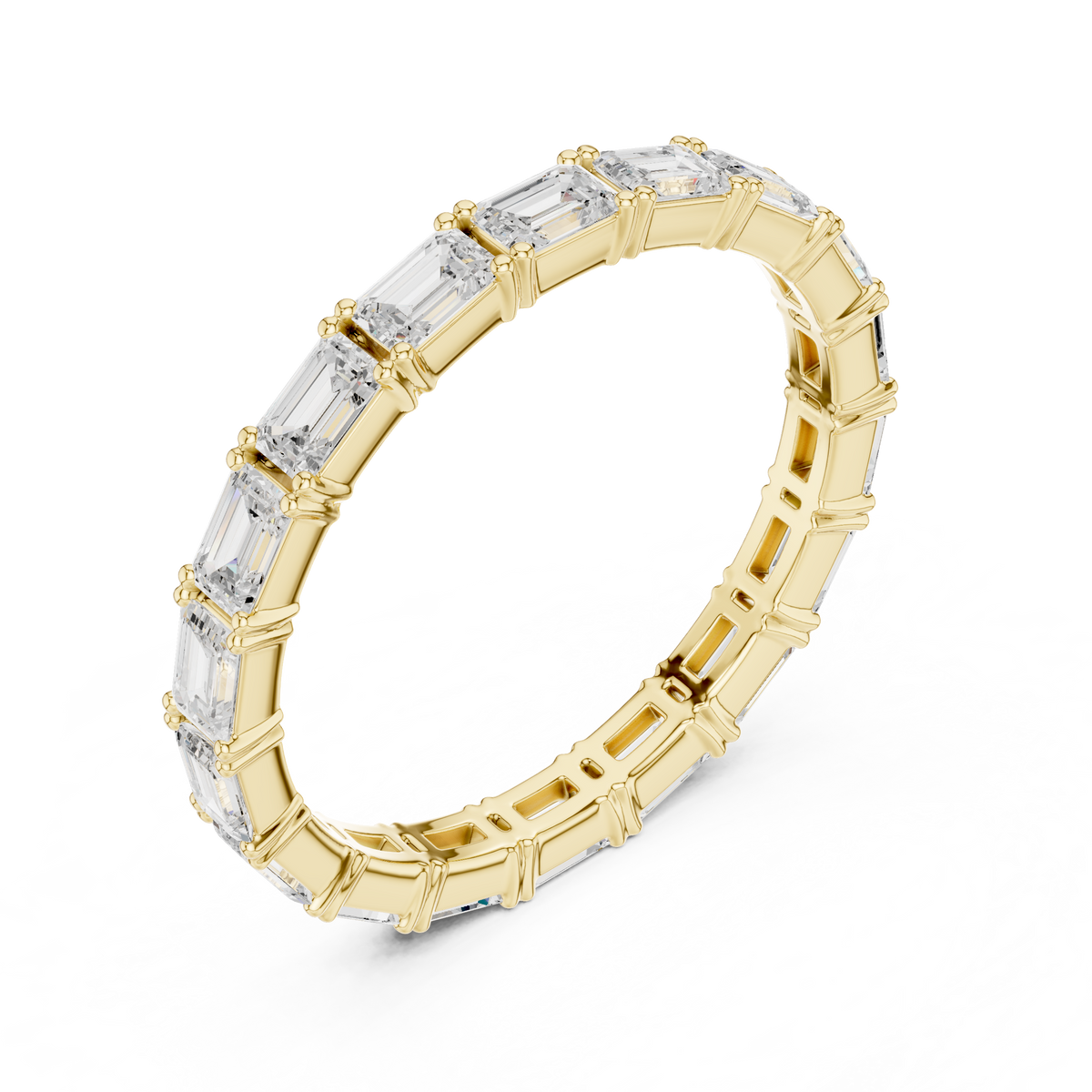 Gold 1Ct Eternity Classic Emerald Lab Grown Diamond Zaviel Ring