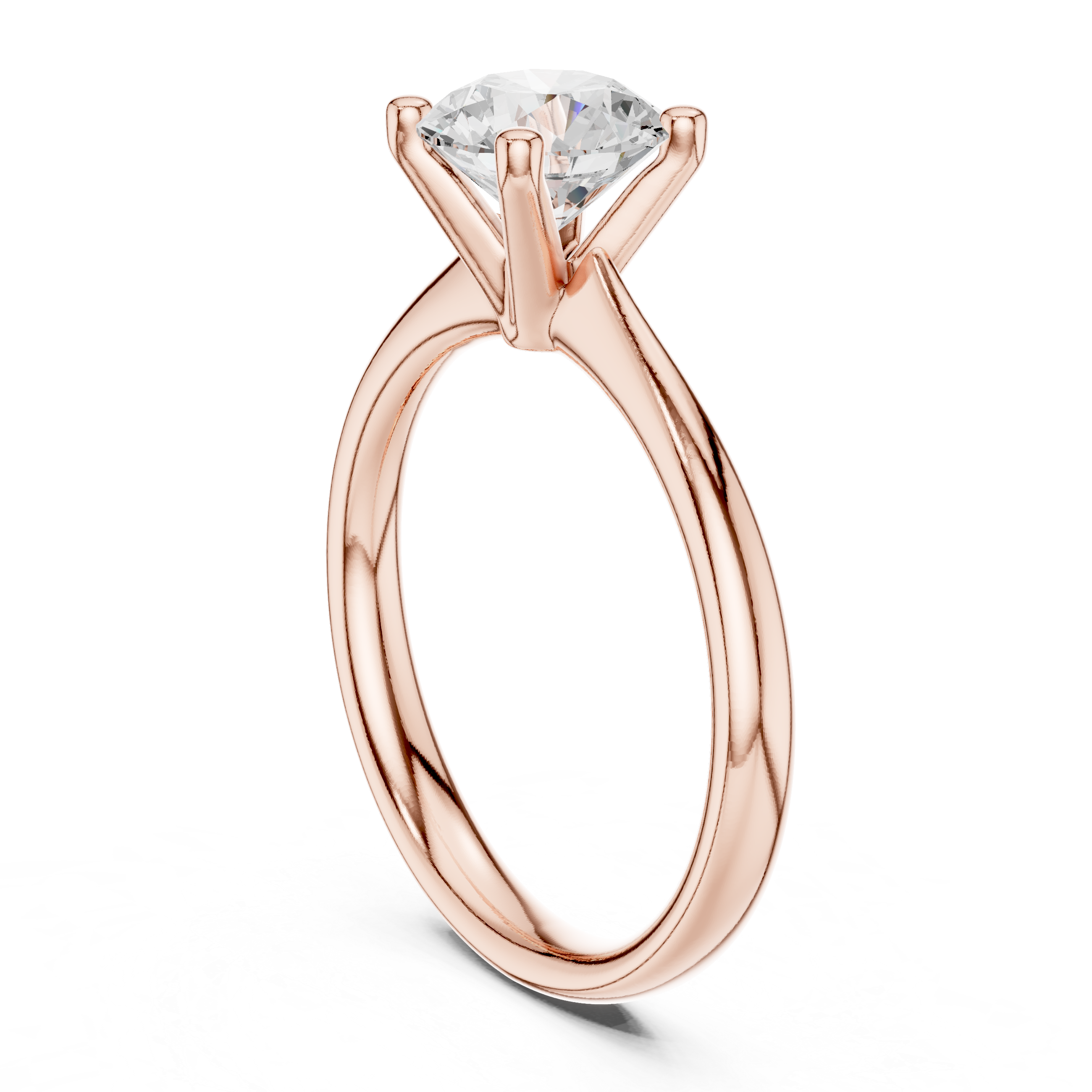 Gold 1Ct Solitaire Plain Band Round Lab Grown Diamond Mariel Ring