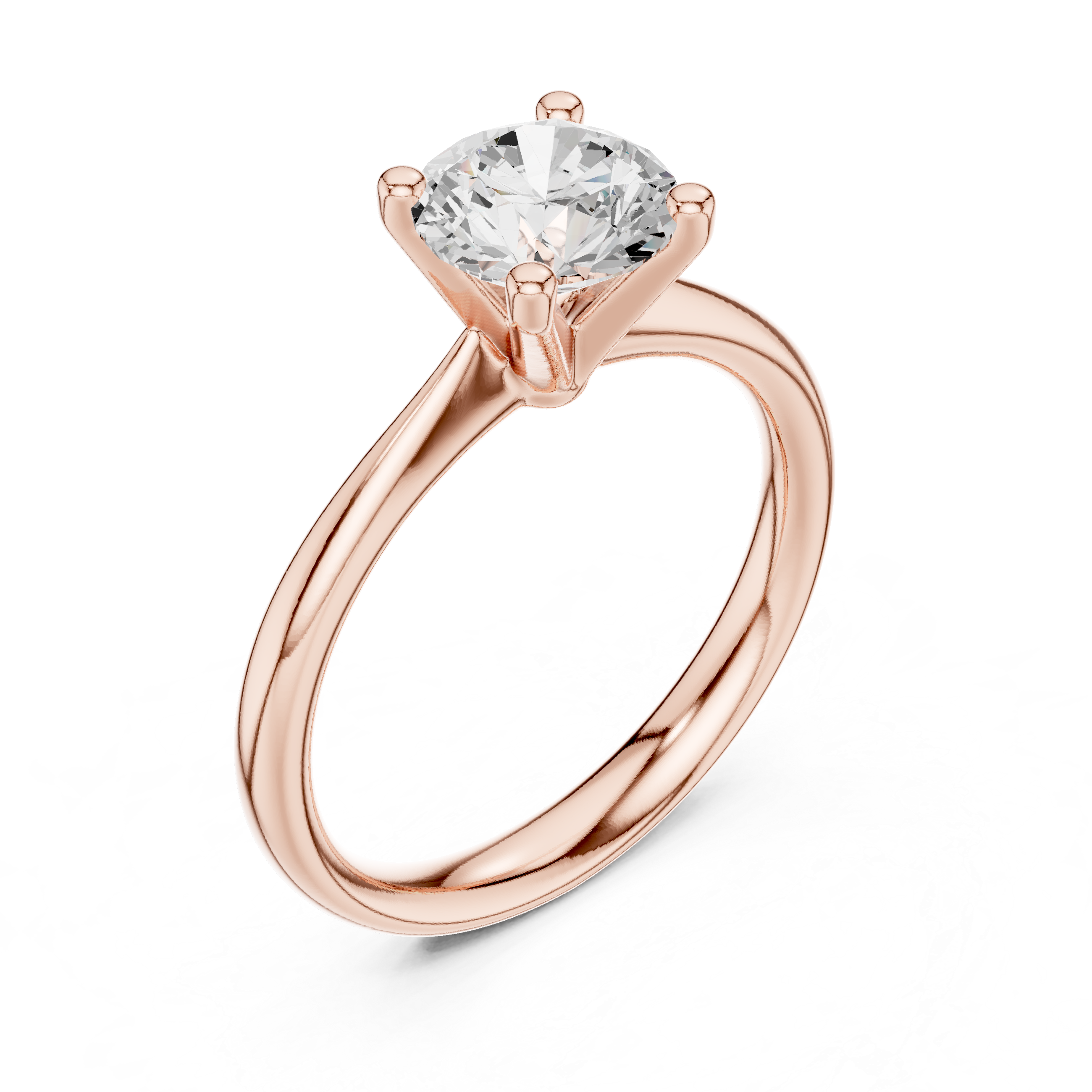 Gold 1Ct Solitaire Plain Band Round Lab Grown Diamond Mariel Ring