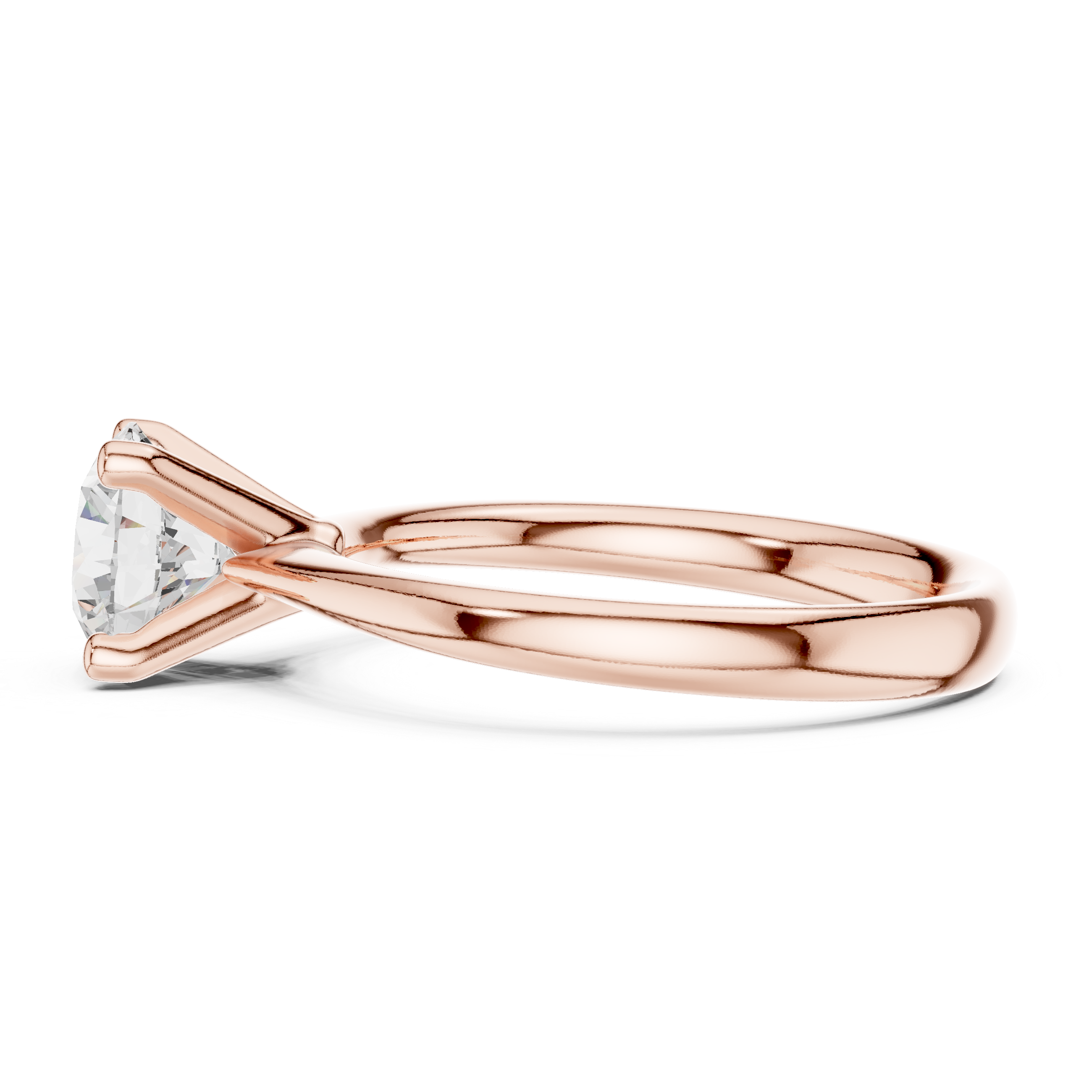 Gold 1Ct Solitaire Plain Band Round Lab Grown Diamond Mariel Ring