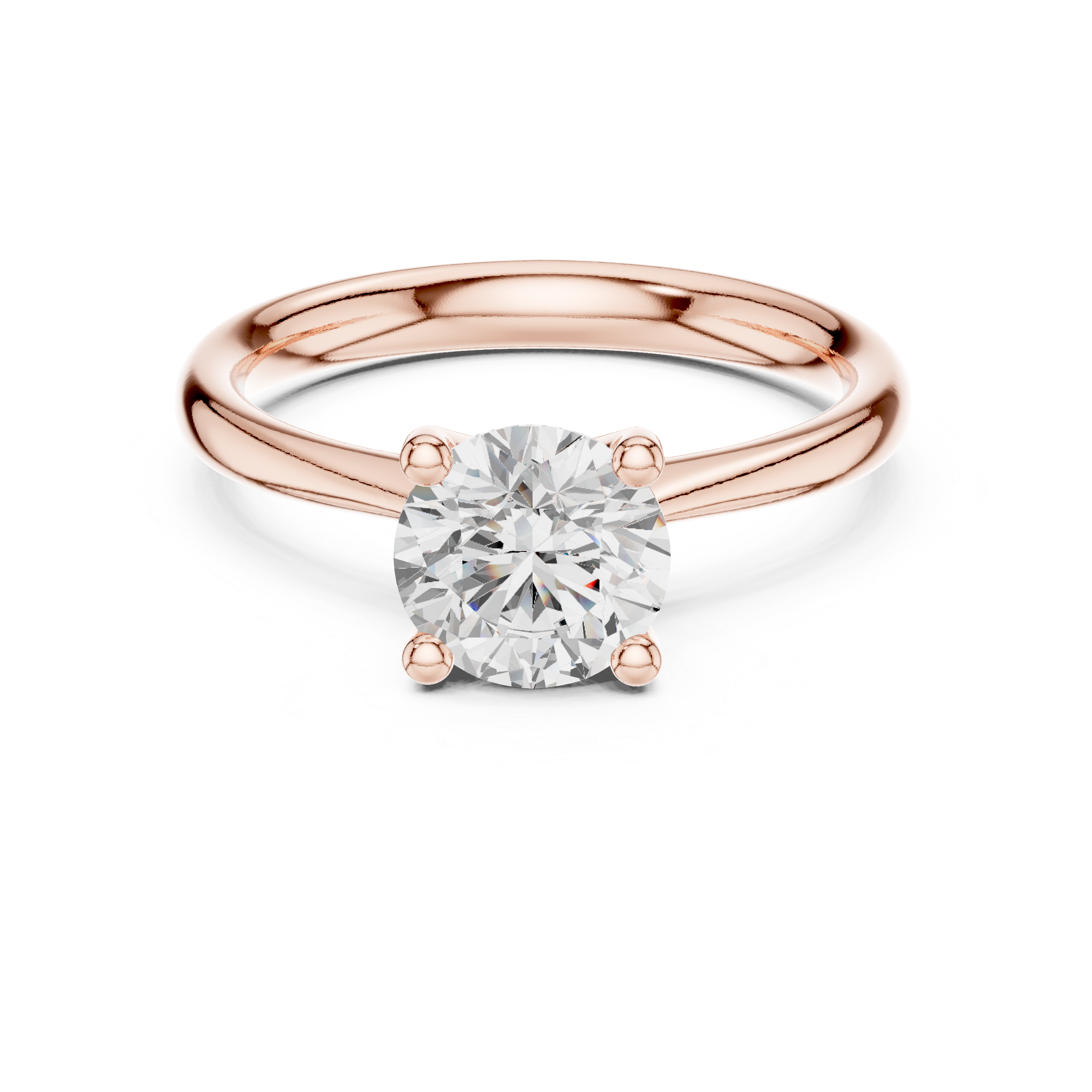 Gold 1Ct Solitaire Plain Band Round Lab Grown Diamond Mariel Ring