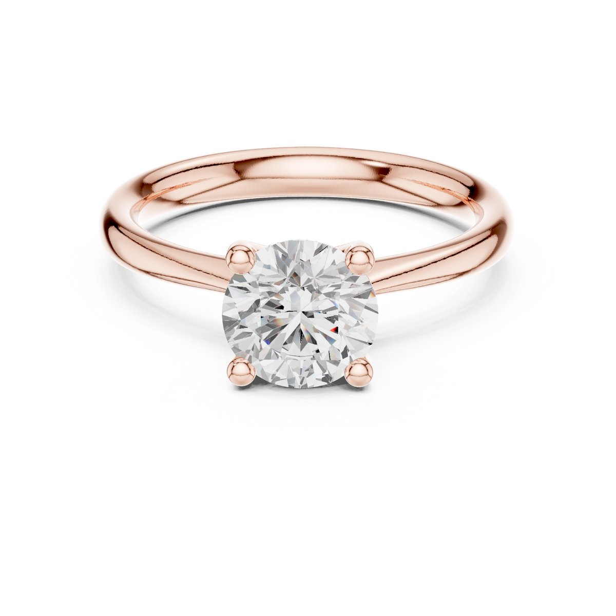 Gold 1Ct Solitaire Plain Band Round Lab Grown Diamond Mariel Ring