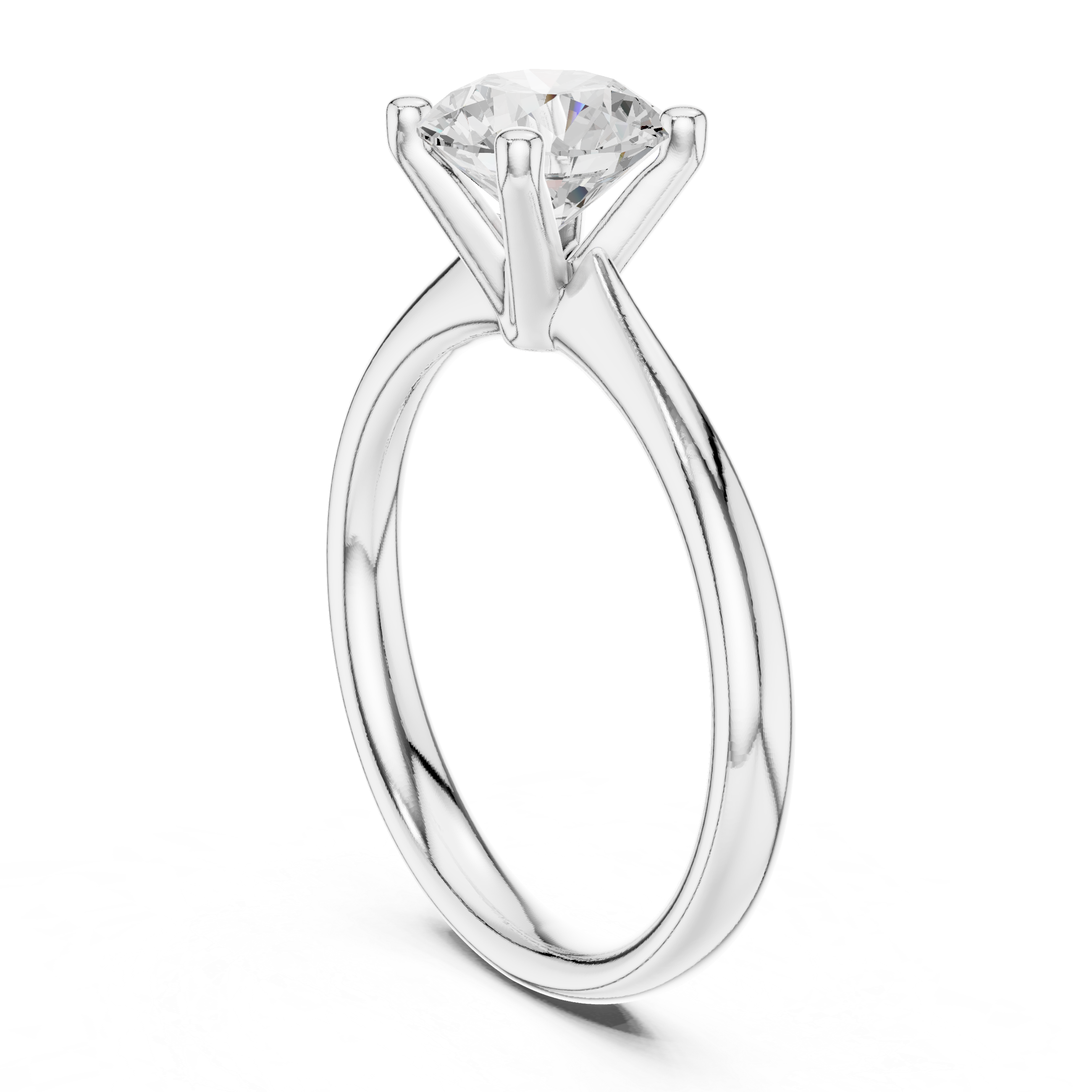 Gold 1Ct Solitaire Plain Band Round Lab Grown Diamond Mariel Ring