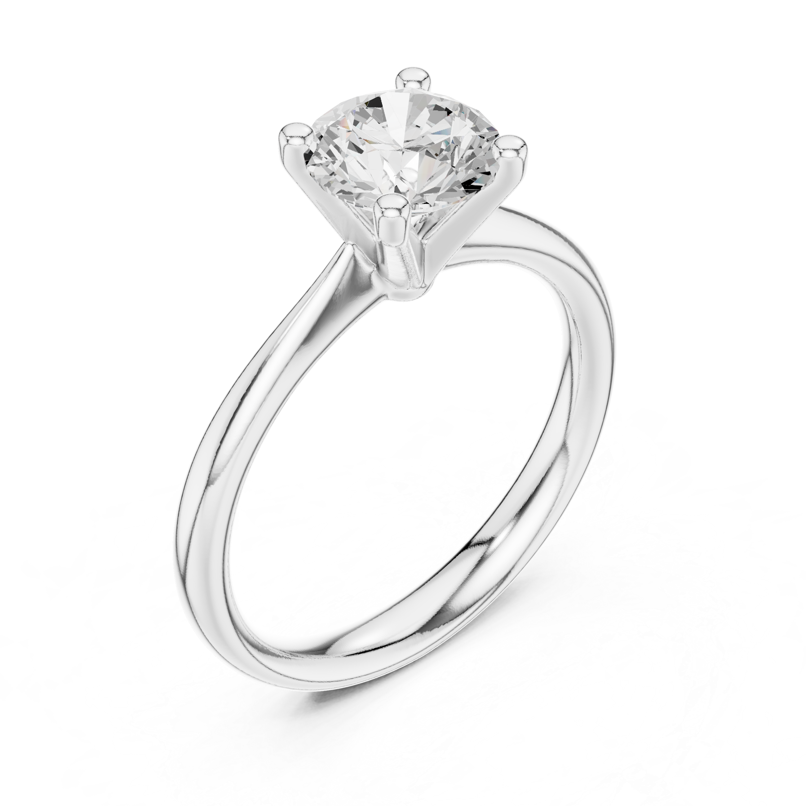 Gold 1Ct Solitaire Plain Band Round Lab Grown Diamond Mariel Ring