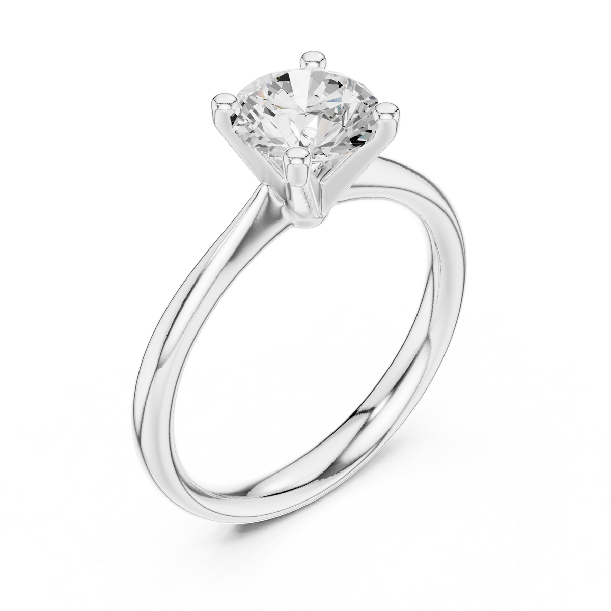 Gold 1Ct Solitaire Plain Band Round Lab Grown Diamond Mariel Ring
