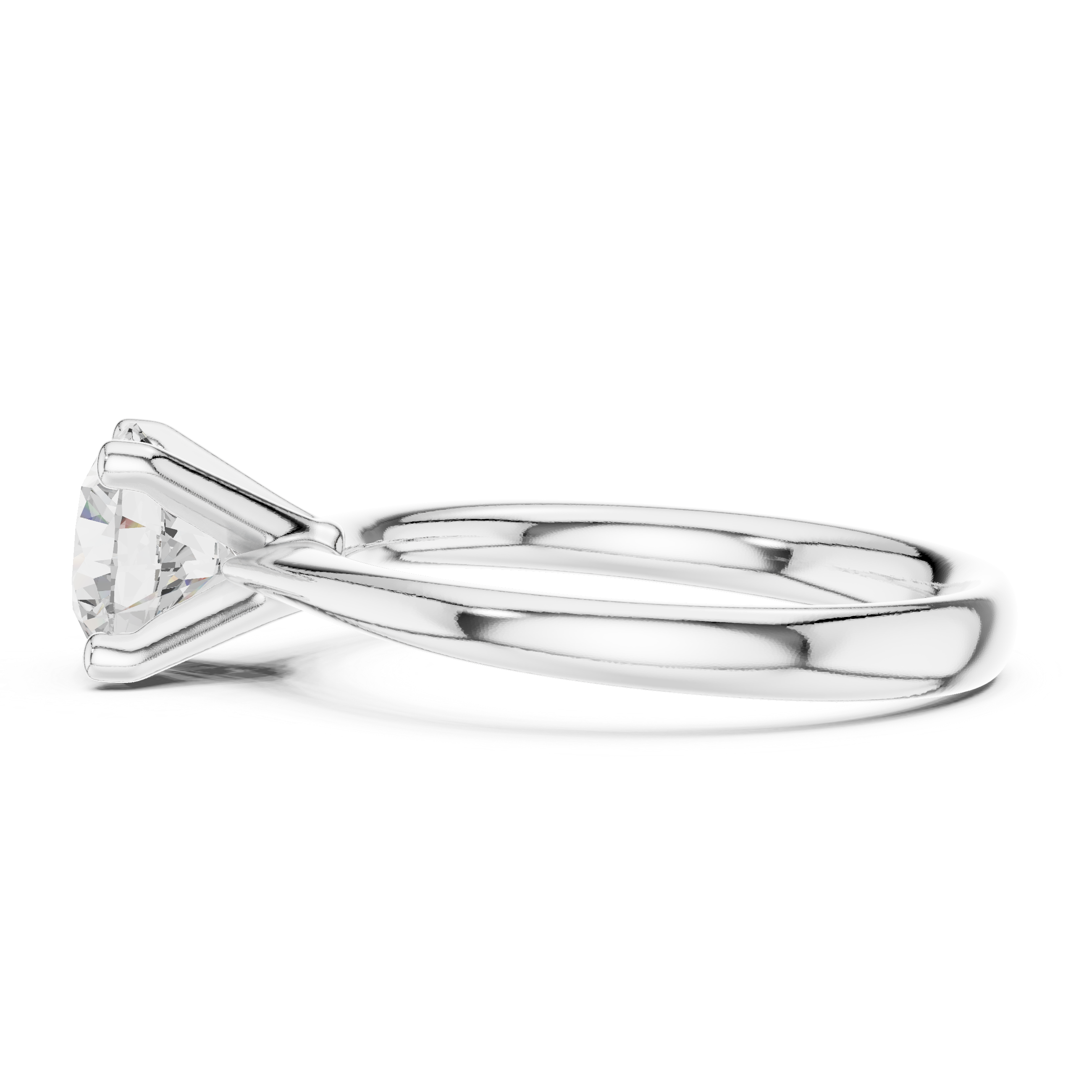 Gold 1Ct Solitaire Plain Band Round Lab Grown Diamond Mariel Ring