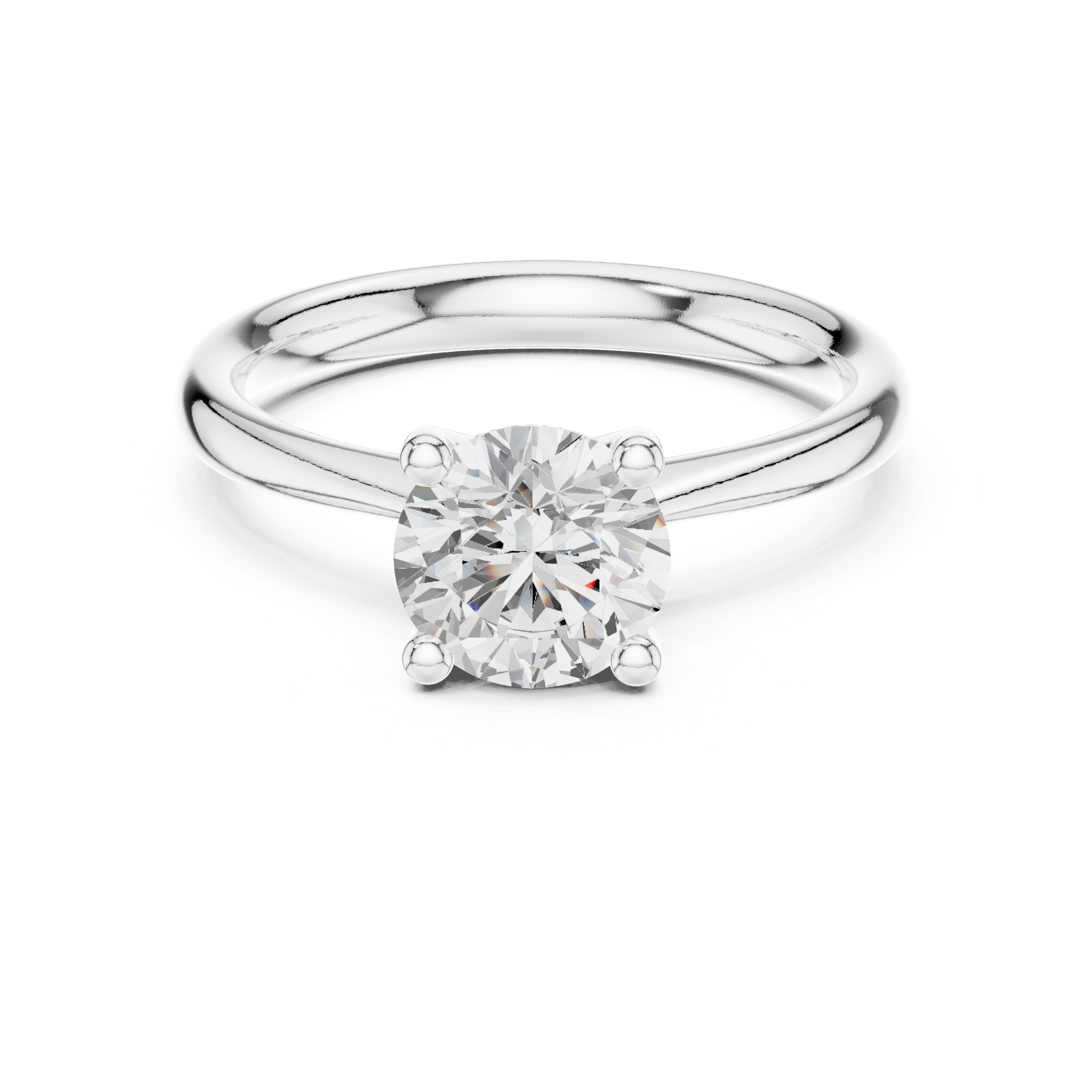 Gold 1Ct Solitaire Plain Band Round Lab Grown Diamond Mariel Ring