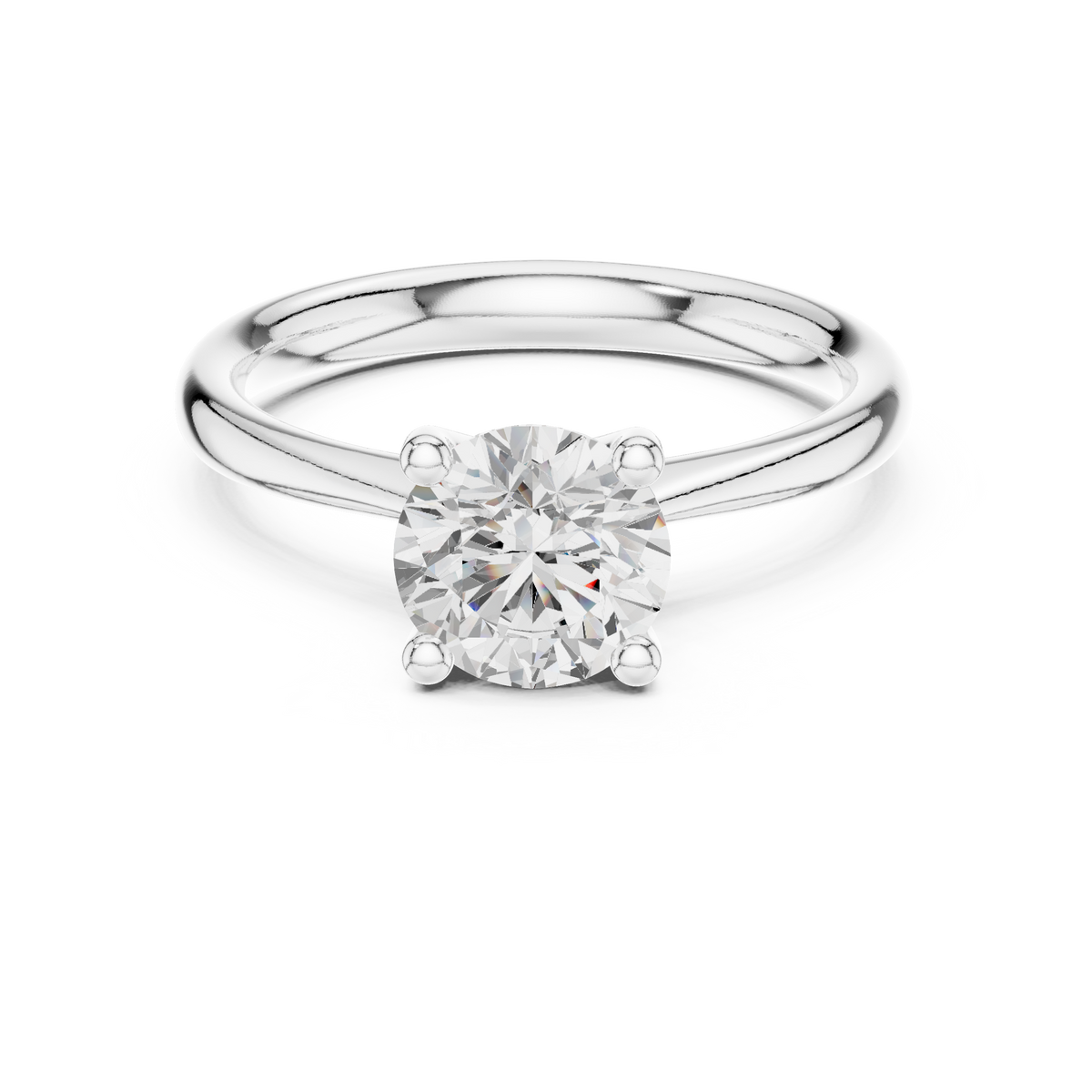 Gold 1Ct Solitaire Plain Band Round Lab Grown Diamond Mariel Ring