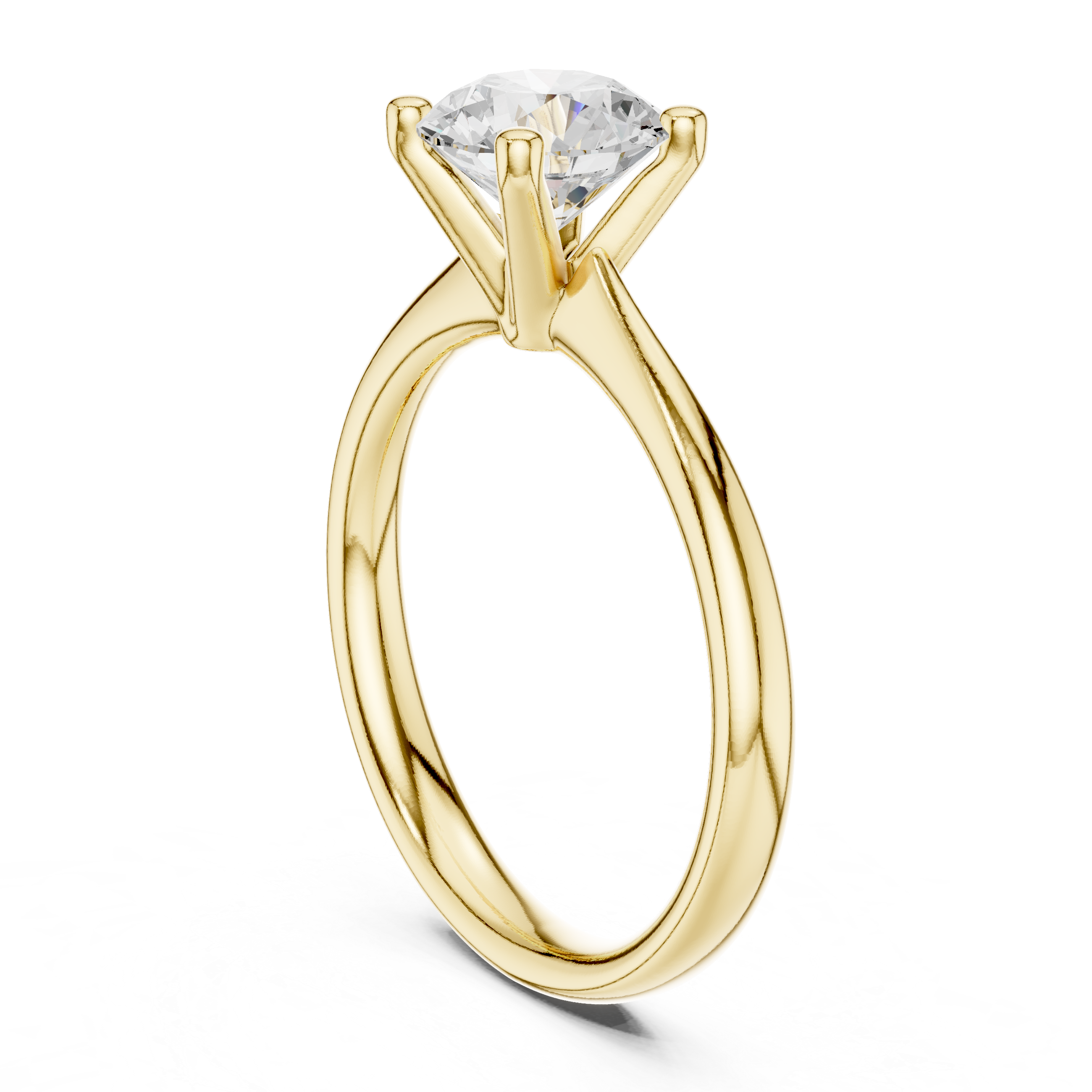 Gold 1Ct Solitaire Plain Band Round Lab Grown Diamond Mariel Ring