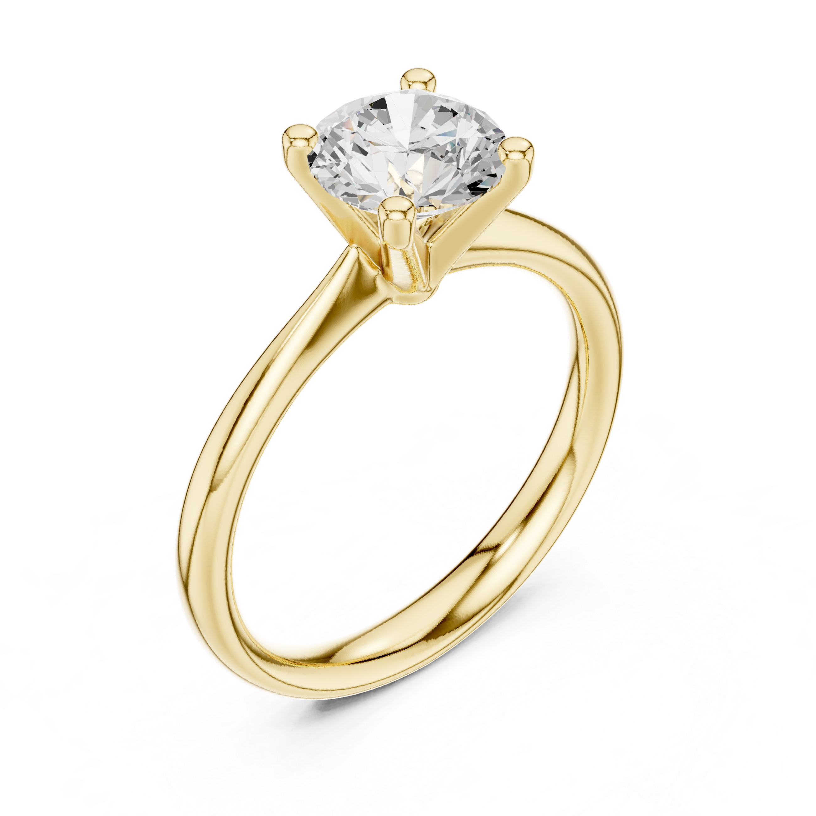 Gold 1Ct Solitaire Plain Band Round Lab Grown Diamond Mariel Ring