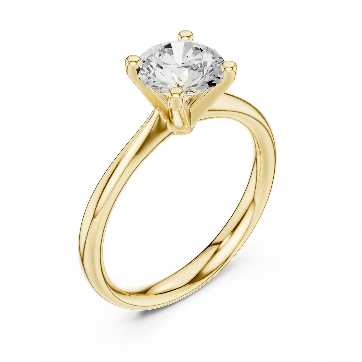 Gold 1Ct Solitaire Plain Band Round Lab Grown Diamond Mariel Ring