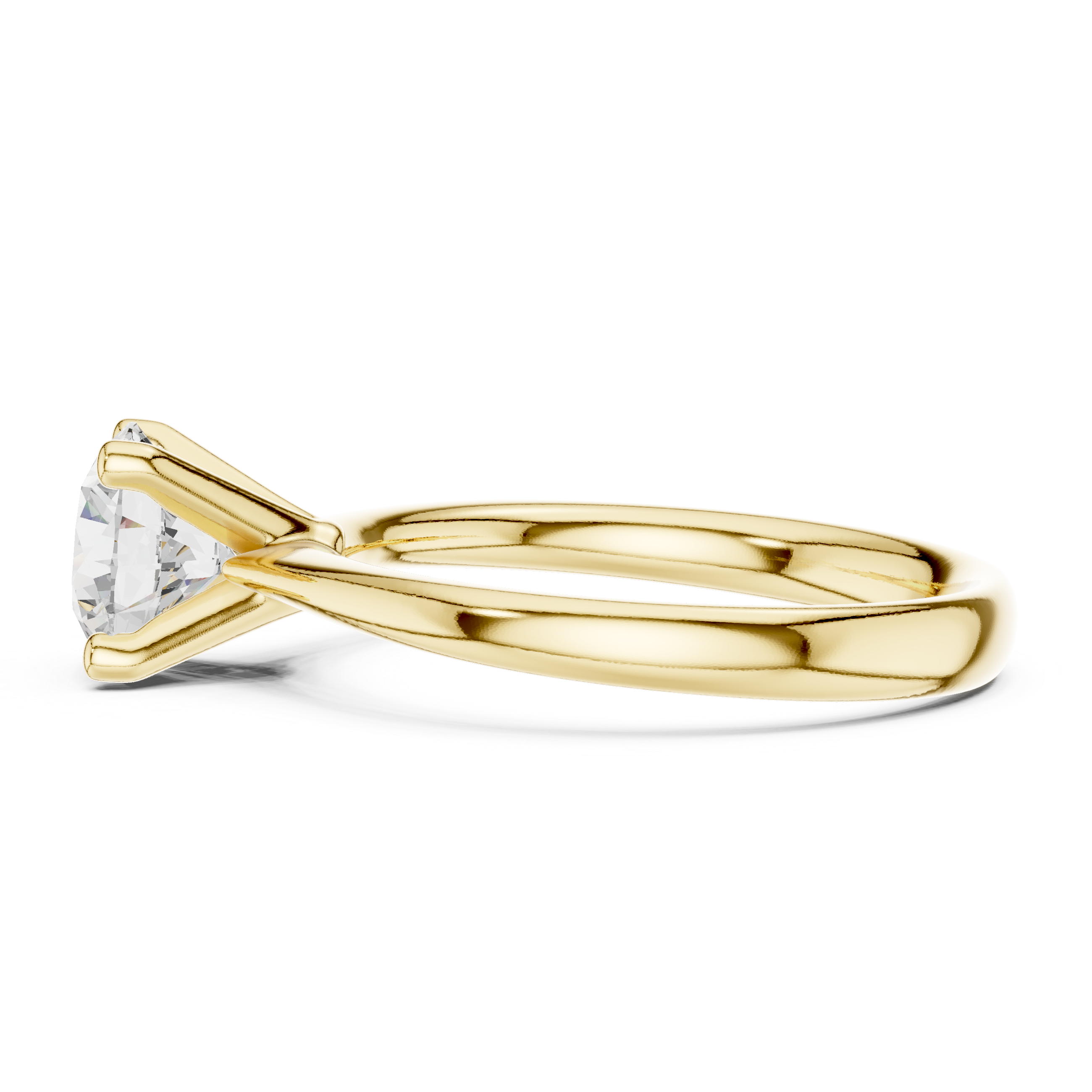 Gold 1Ct Solitaire Plain Band Round Lab Grown Diamond Mariel Ring