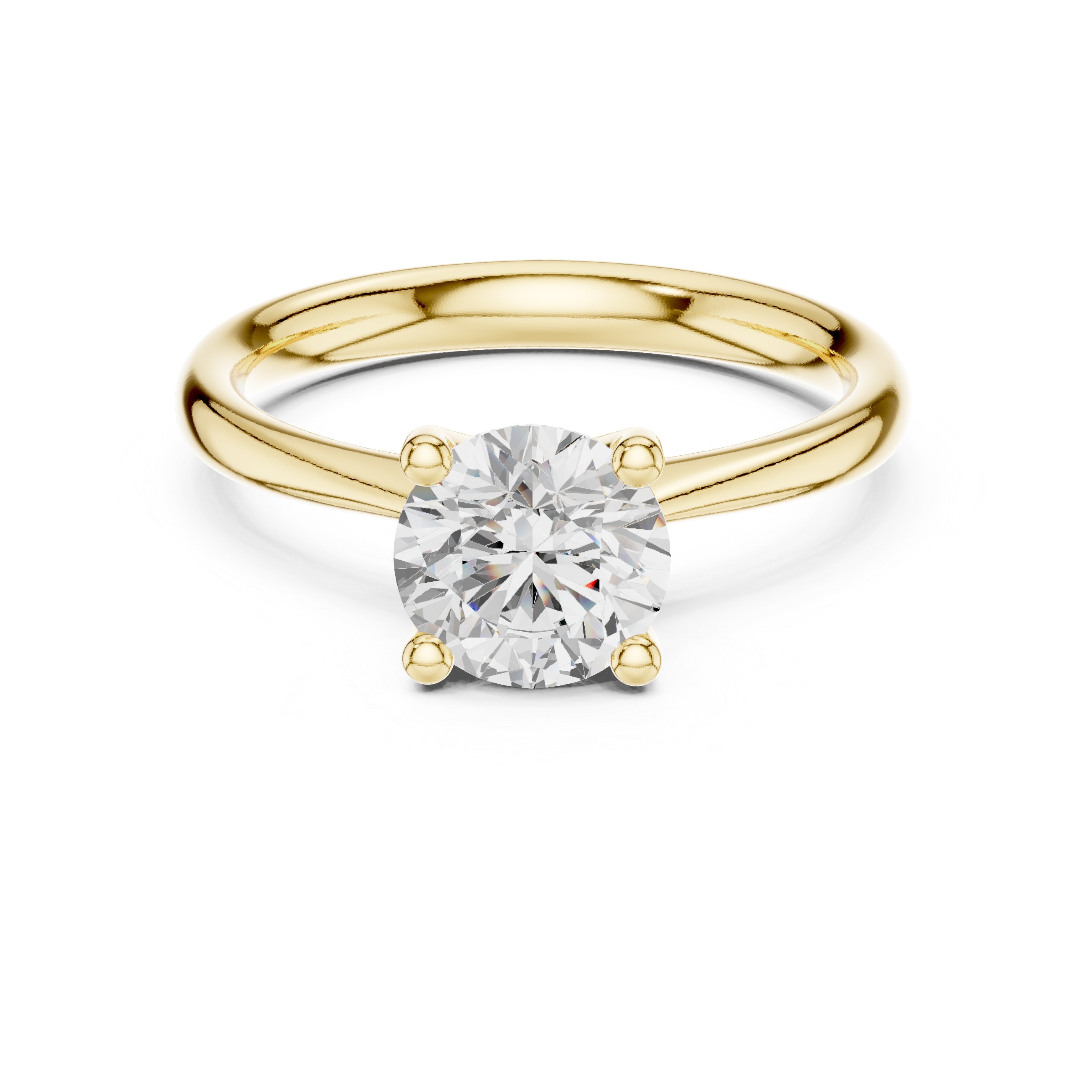 Gold 1Ct Solitaire Plain Band Round Lab Grown Diamond Mariel Ring