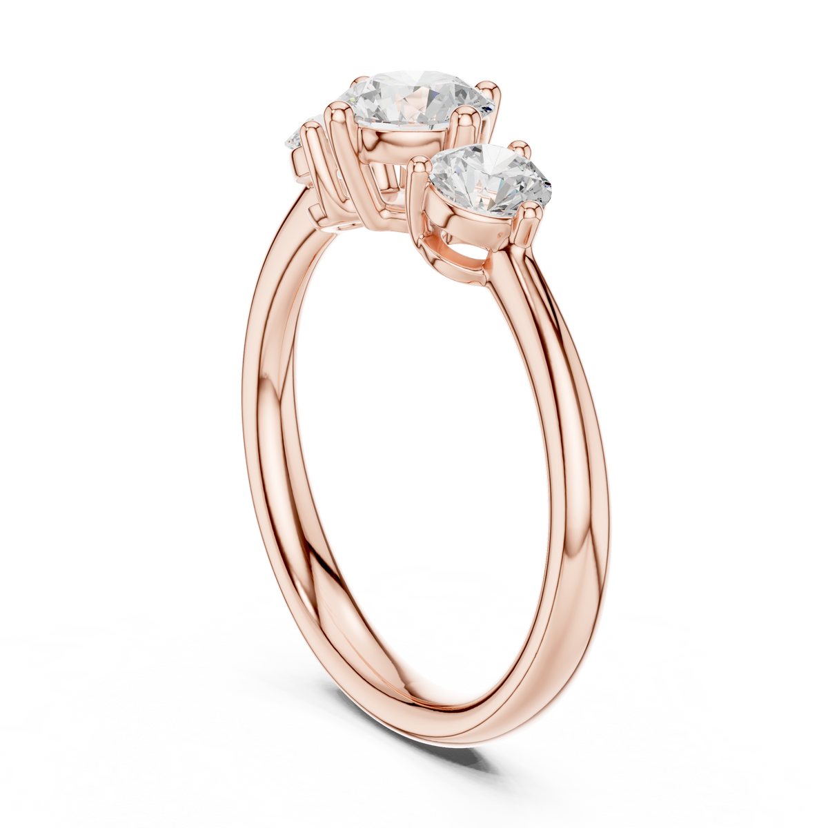 Gold 1Ct Three Stone Round Lab Grown Diamond Uvenna Ring