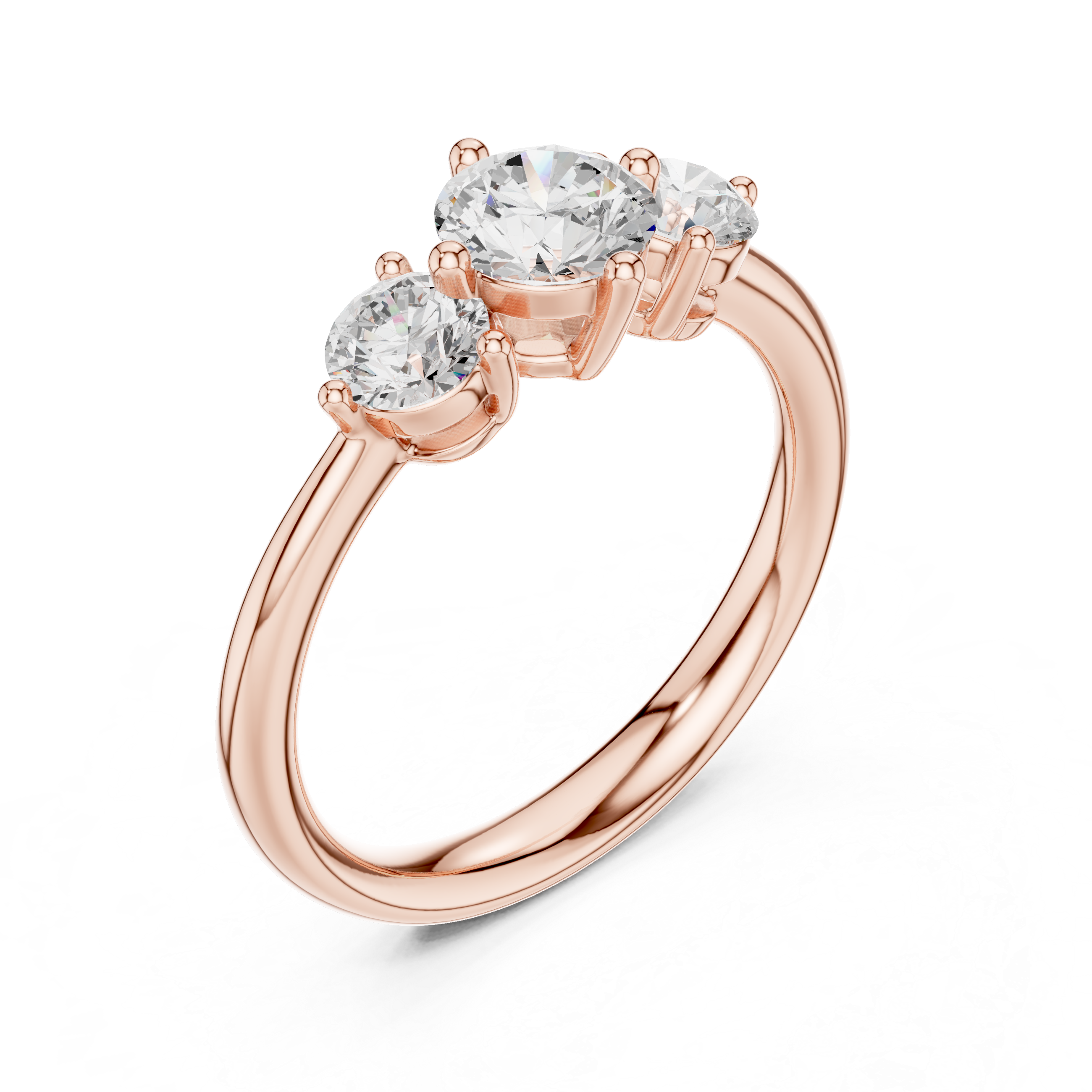Gold 1Ct Three Stone Round Lab Grown Diamond Uvenna Ring