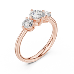 Gold 1Ct Three Stone Round Lab Grown Diamond Uvenna Ring