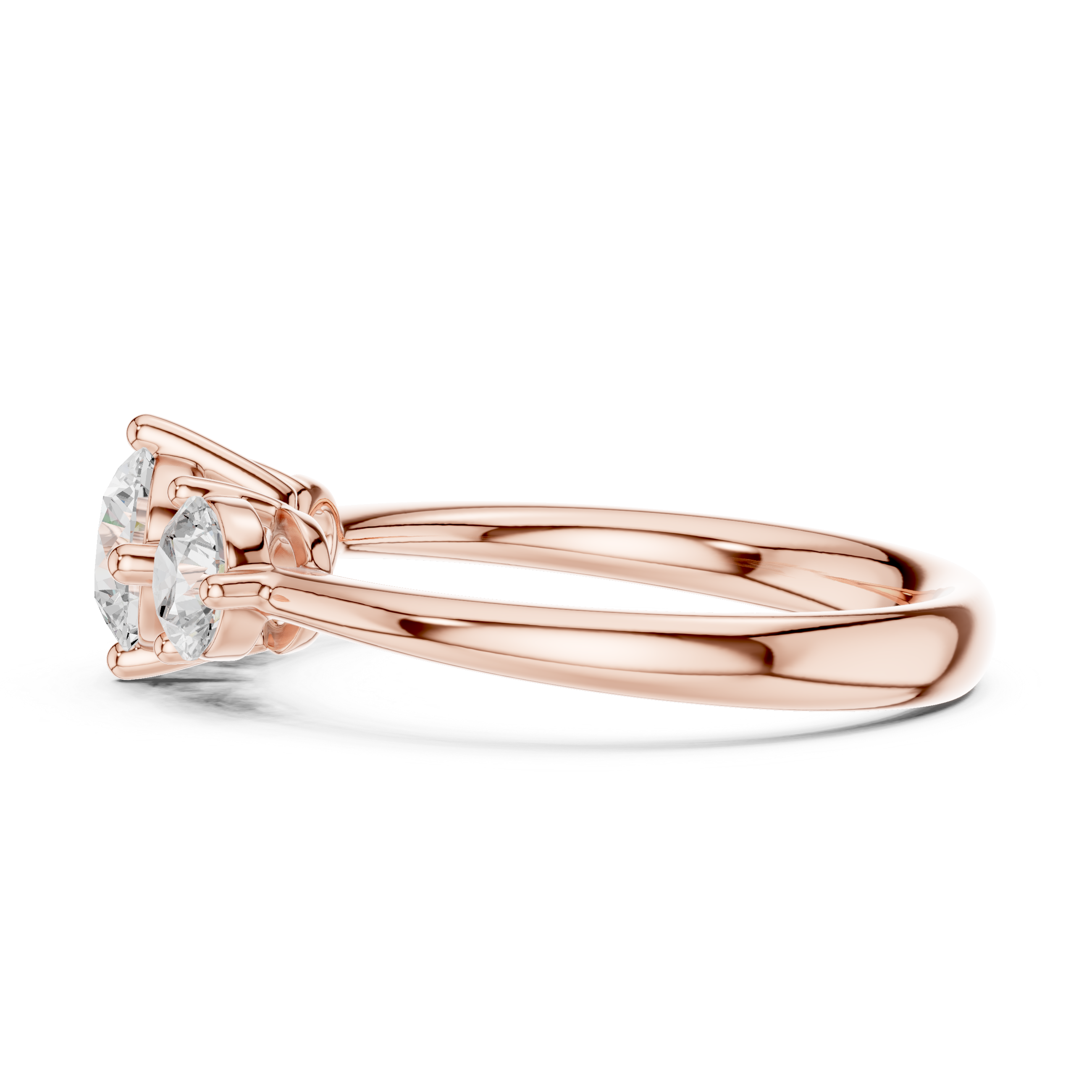 Gold 1Ct Three Stone Round Lab Grown Diamond Uvenna Ring