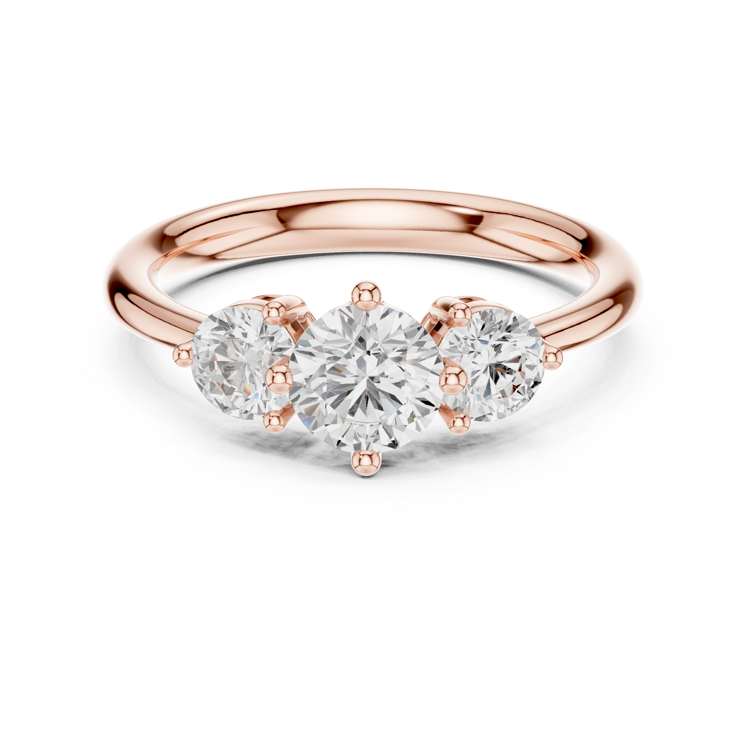 Gold 1Ct Three Stone Round Lab Grown Diamond Uvenna Ring