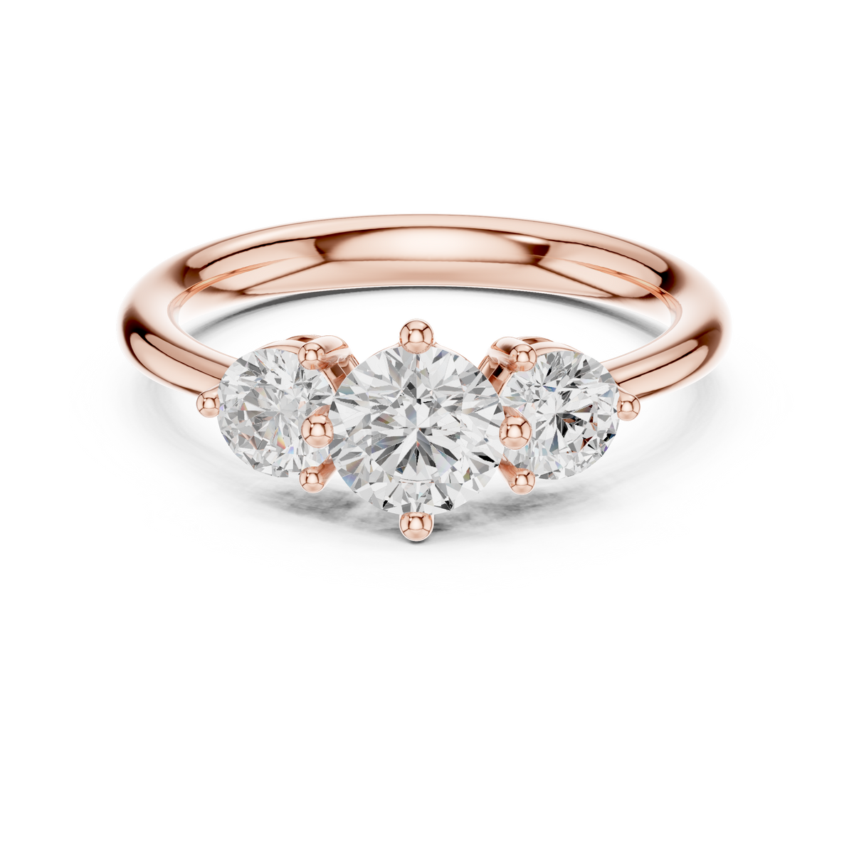 Gold 1Ct Three Stone Round Lab Grown Diamond Uvenna Ring