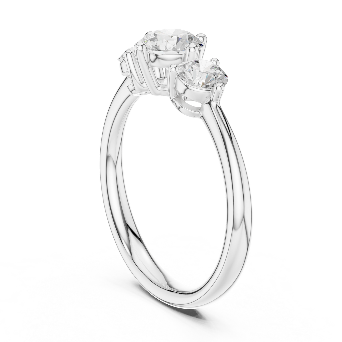 Gold 1Ct Three Stone Round Lab Grown Diamond Uvenna Ring