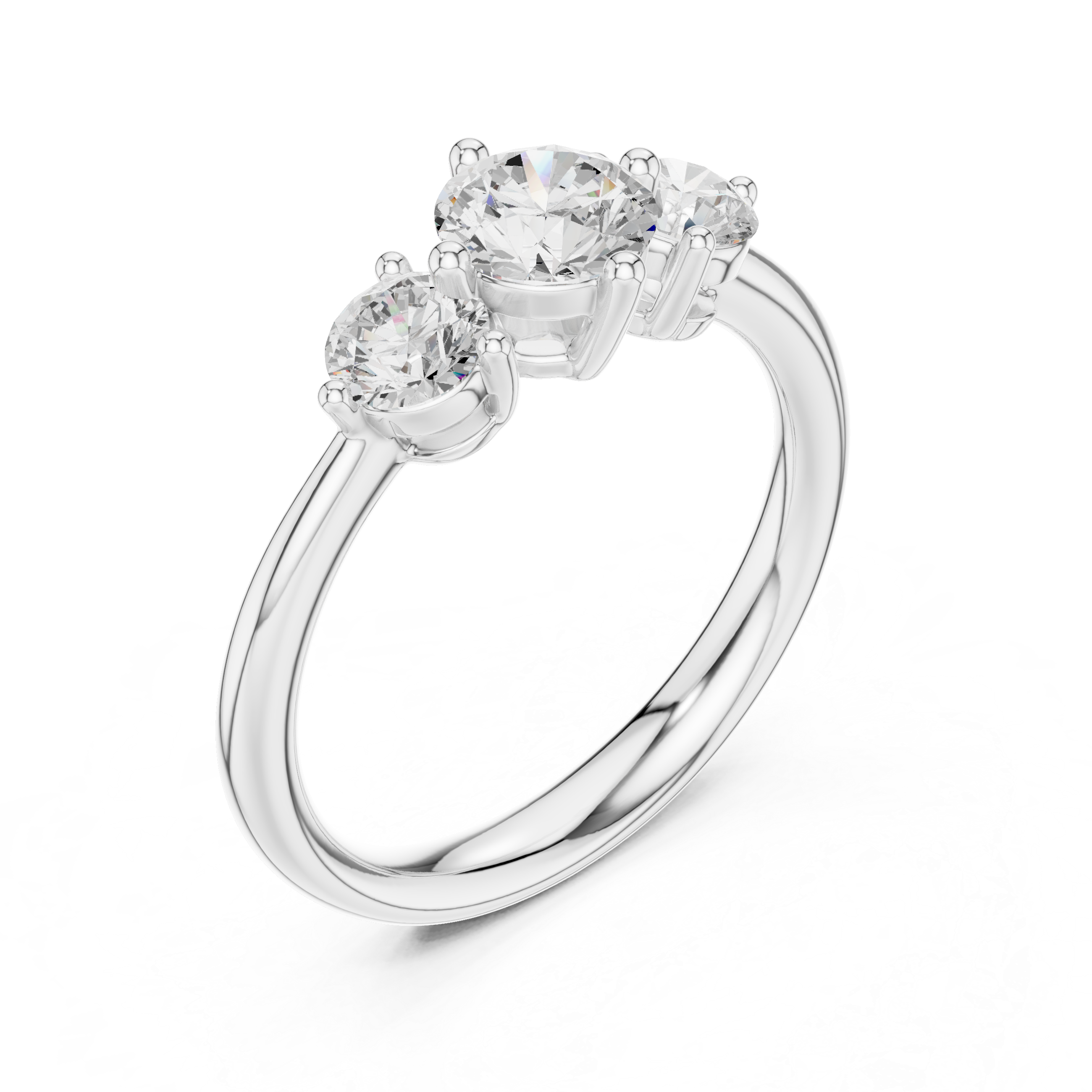 Gold 1Ct Three Stone Round Lab Grown Diamond Uvenna Ring