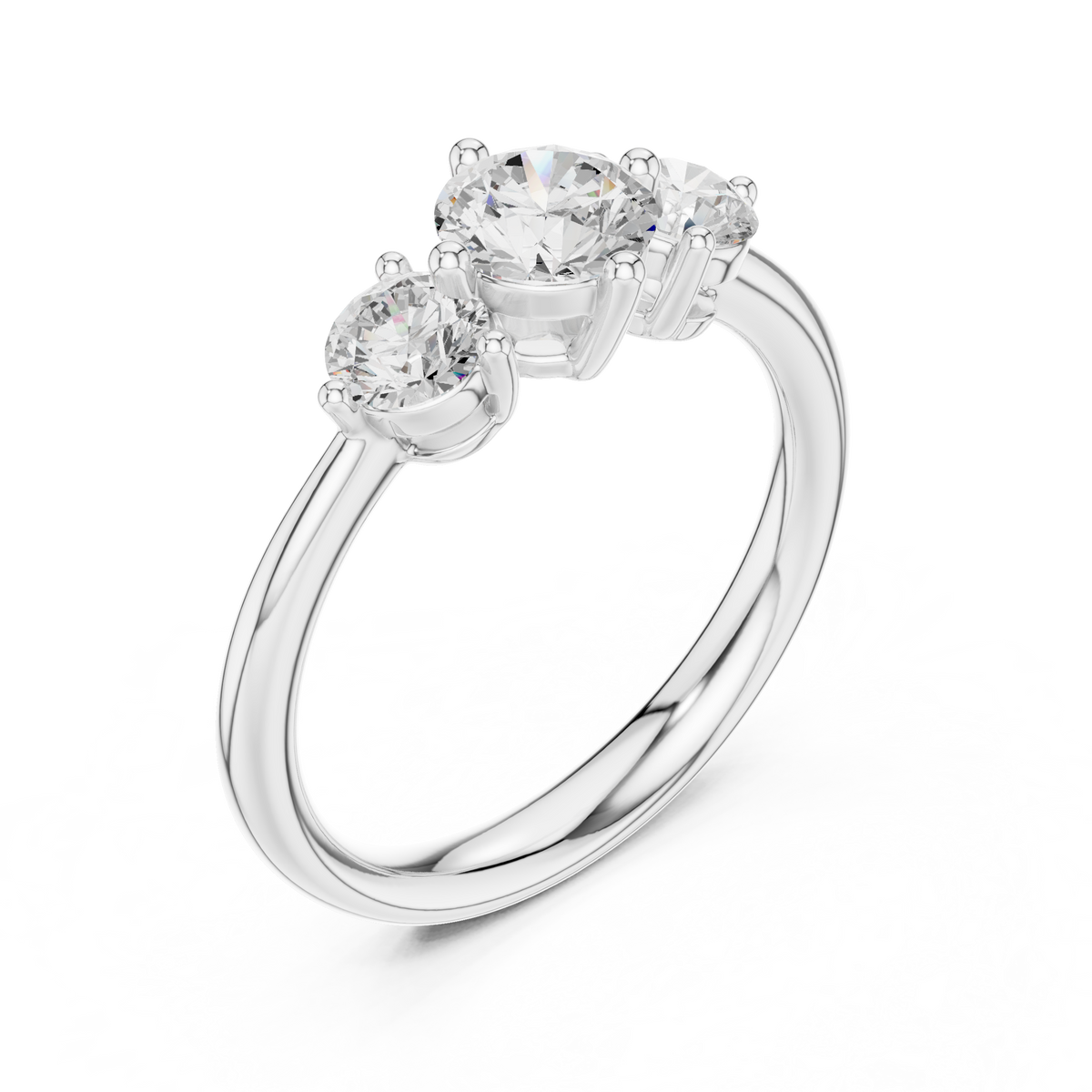 Gold 1Ct Three Stone Round Lab Grown Diamond Uvenna Ring