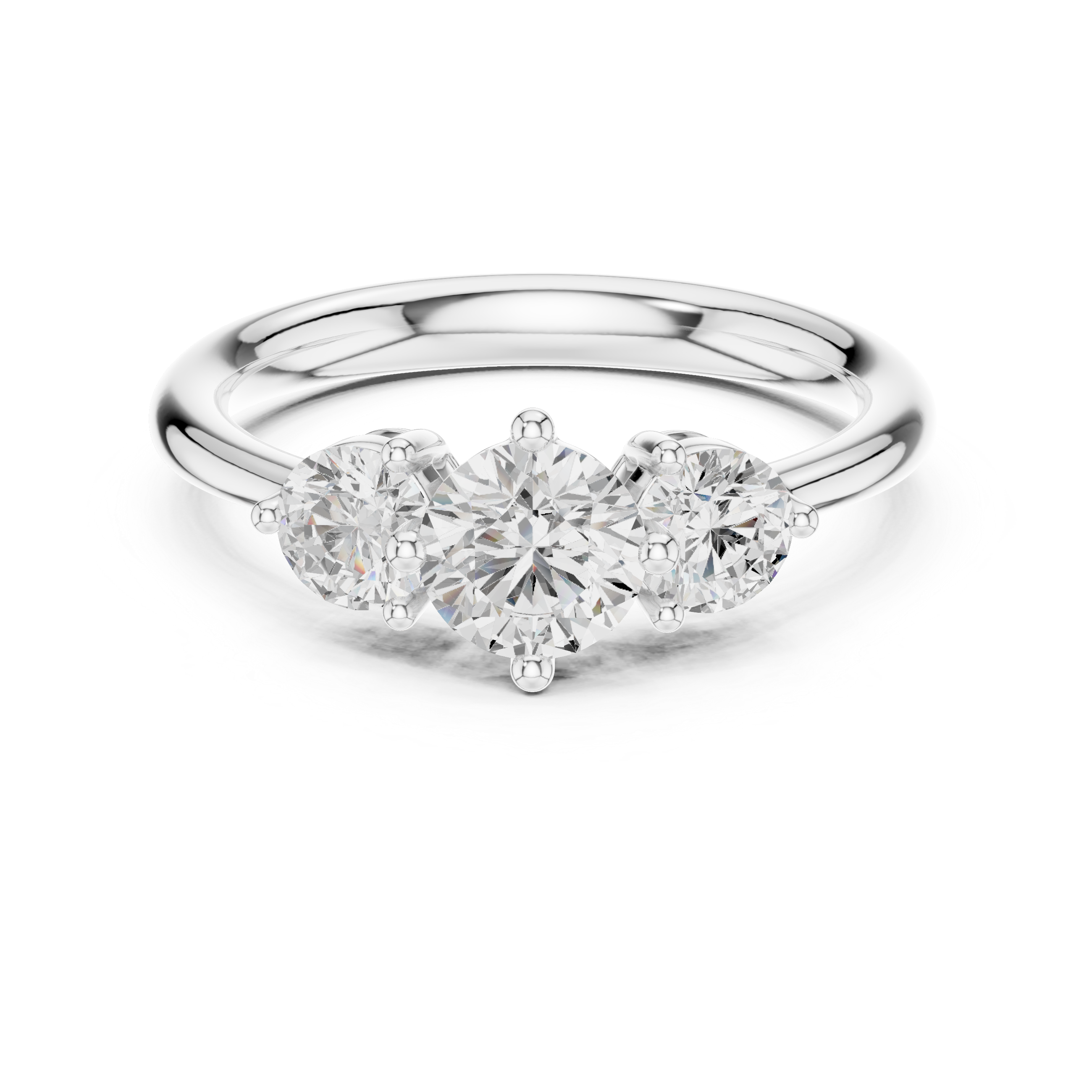 Gold 1Ct Three Stone Round Lab Grown Diamond Uvenna Ring