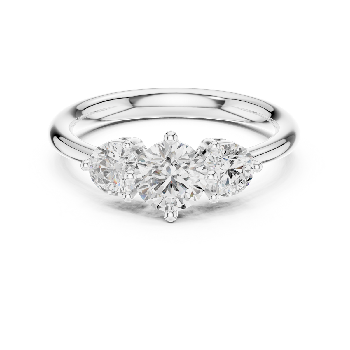 Gold 1Ct Three Stone Round Lab Grown Diamond Uvenna Ring