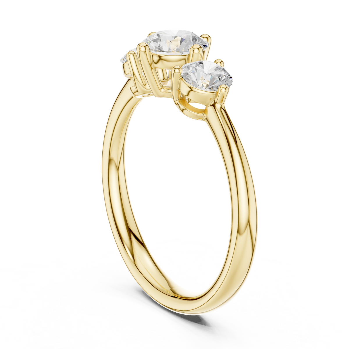 Gold 1Ct Three Stone Round Lab Grown Diamond Uvenna Ring