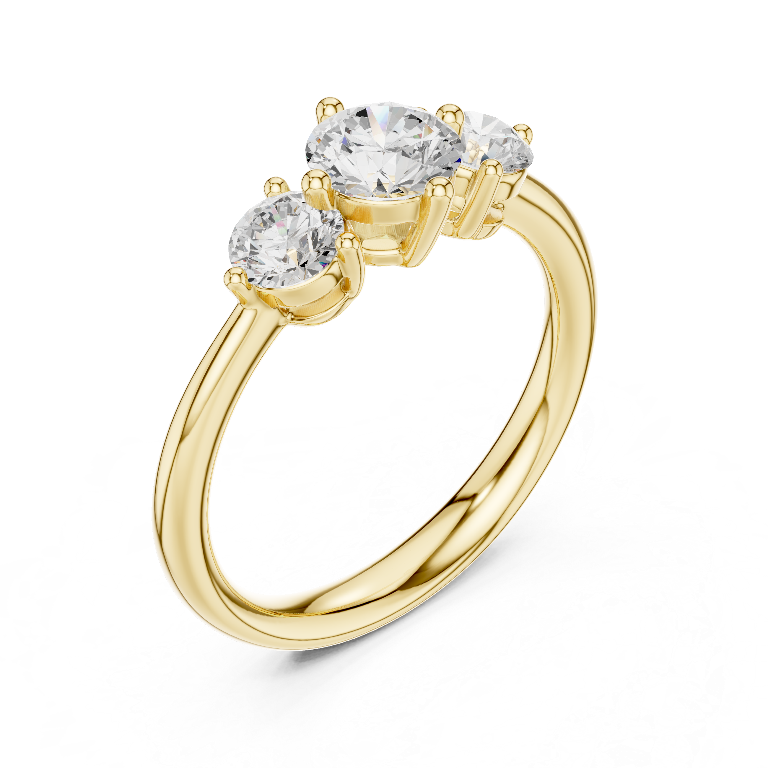 Gold 1Ct Three Stone Round Lab Grown Diamond Uvenna Ring