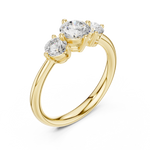 Gold 1Ct Three Stone Round Lab Grown Diamond Uvenna Ring