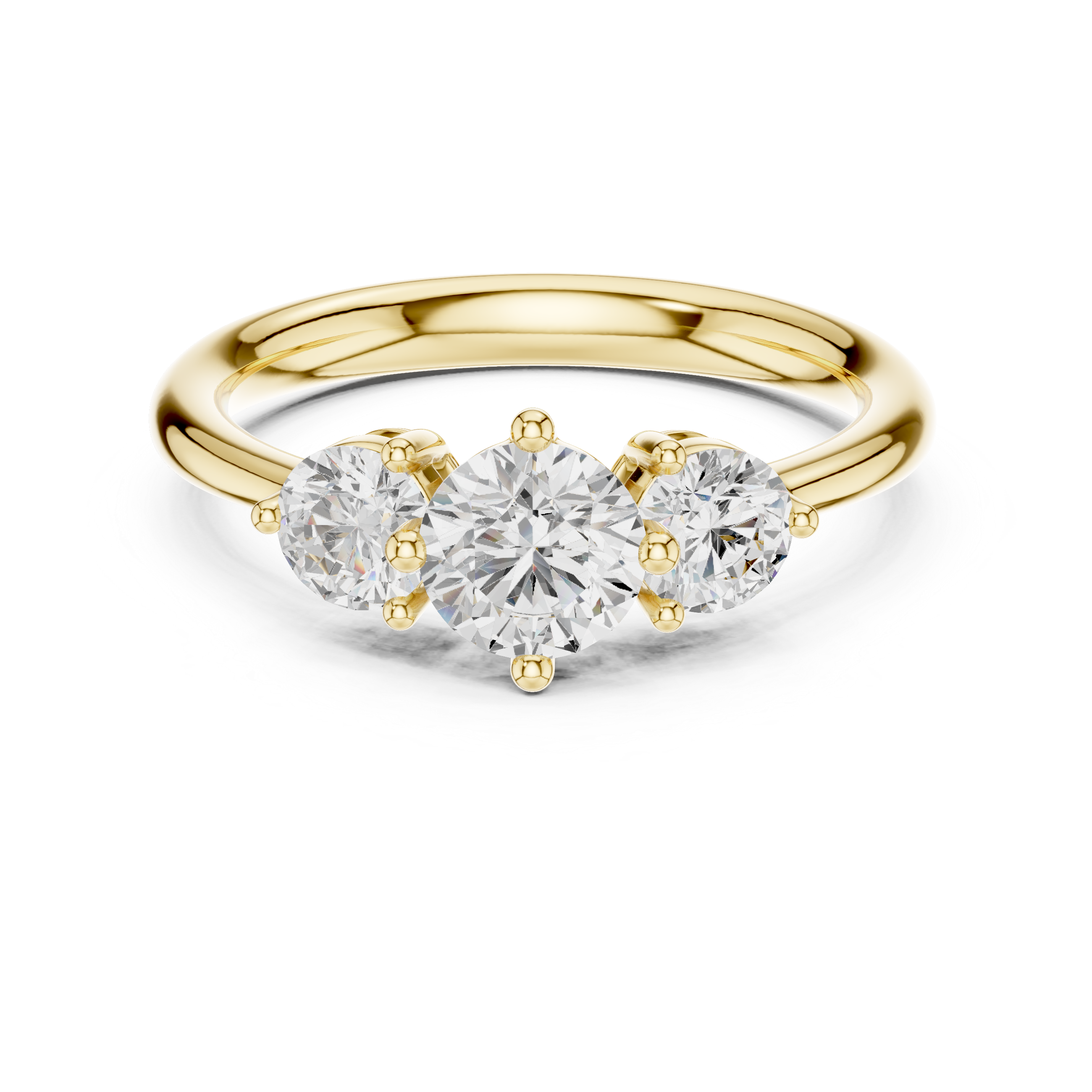 Gold 1Ct Three Stone Round Lab Grown Diamond Uvenna Ring