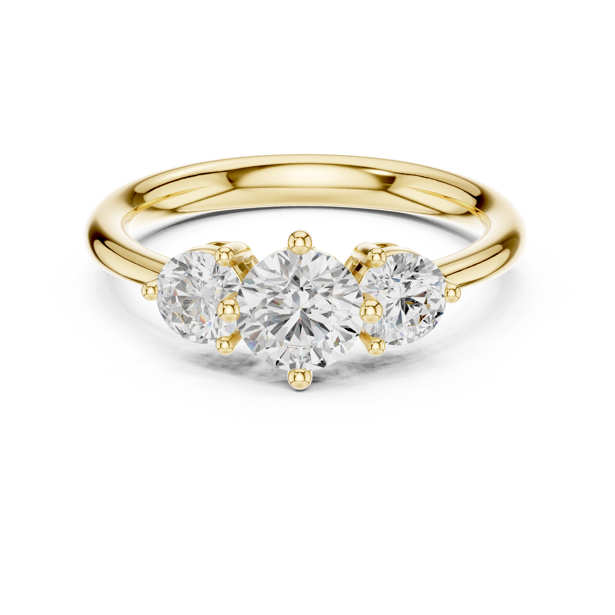 Gold 1Ct Three Stone Round Lab Grown Diamond Uvenna Ring