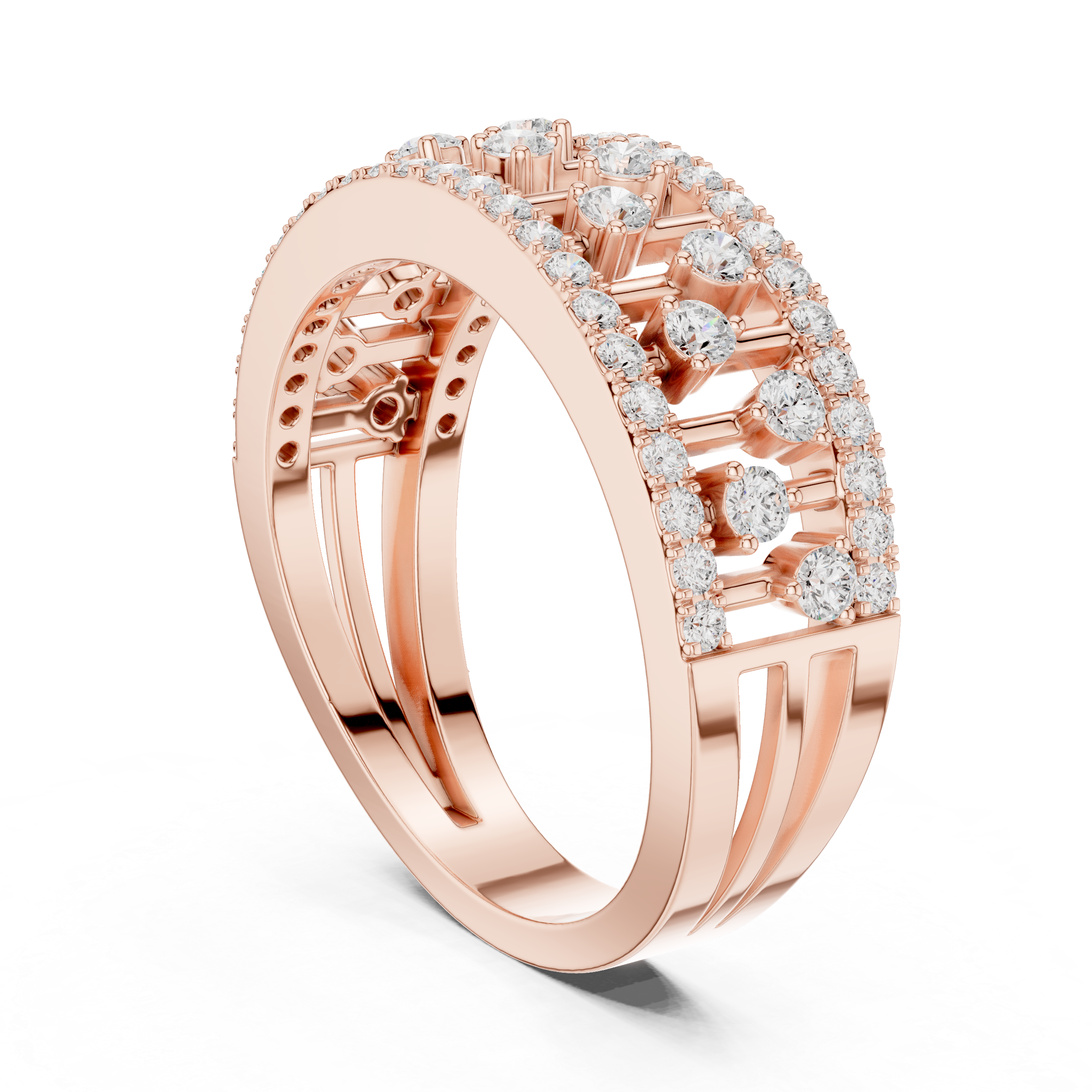 Gold Wide Pave Round Lab Grown Diamond Celvia Ring