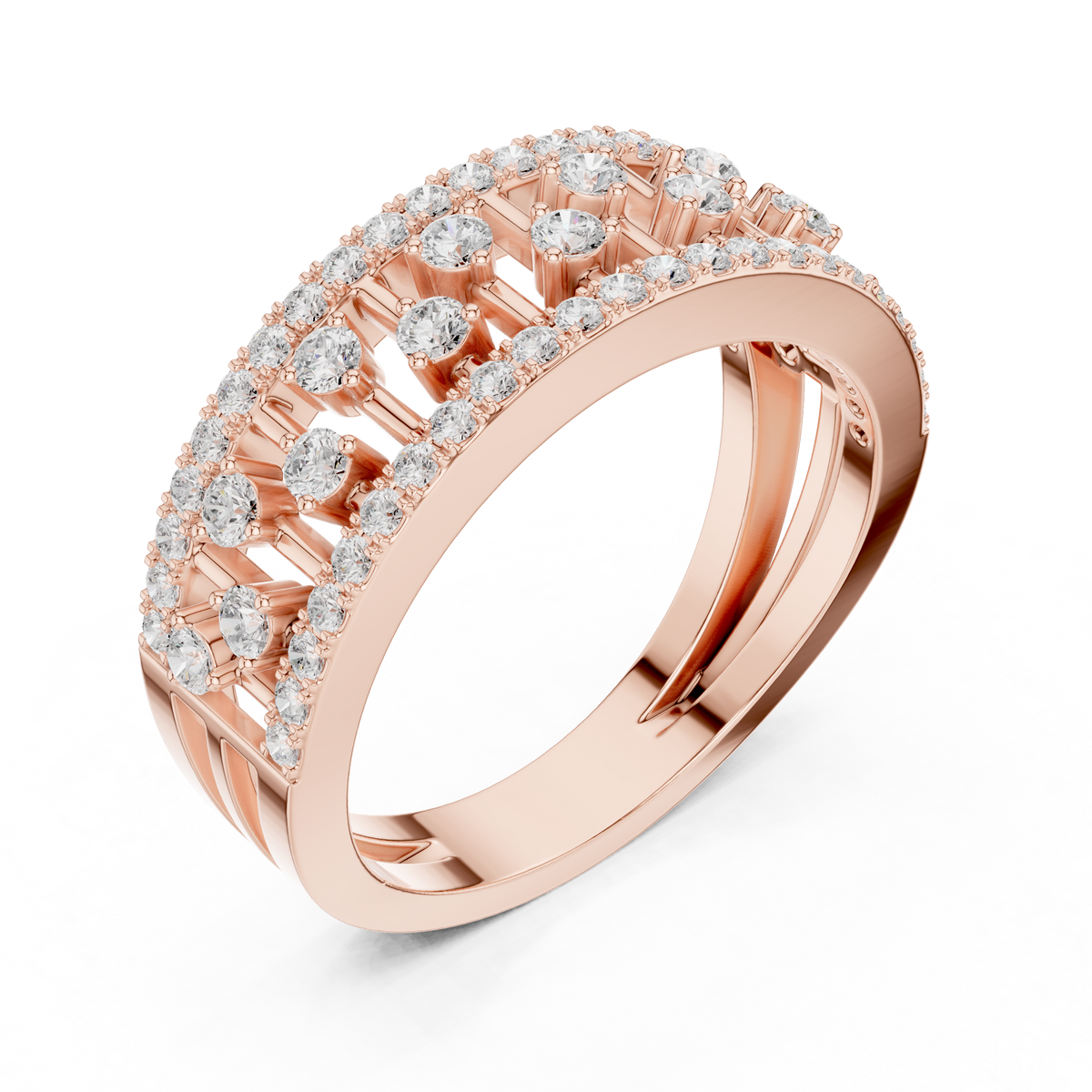 Gold Wide Pave Round Lab Grown Diamond Celvia Ring
