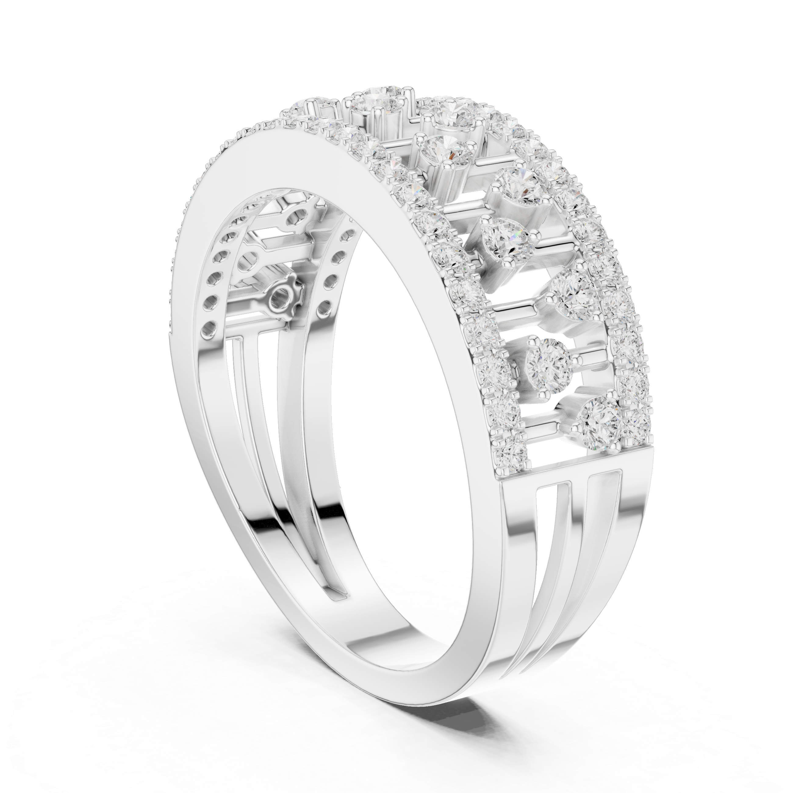 Gold Wide Pave Round Lab Grown Diamond Celvia Ring