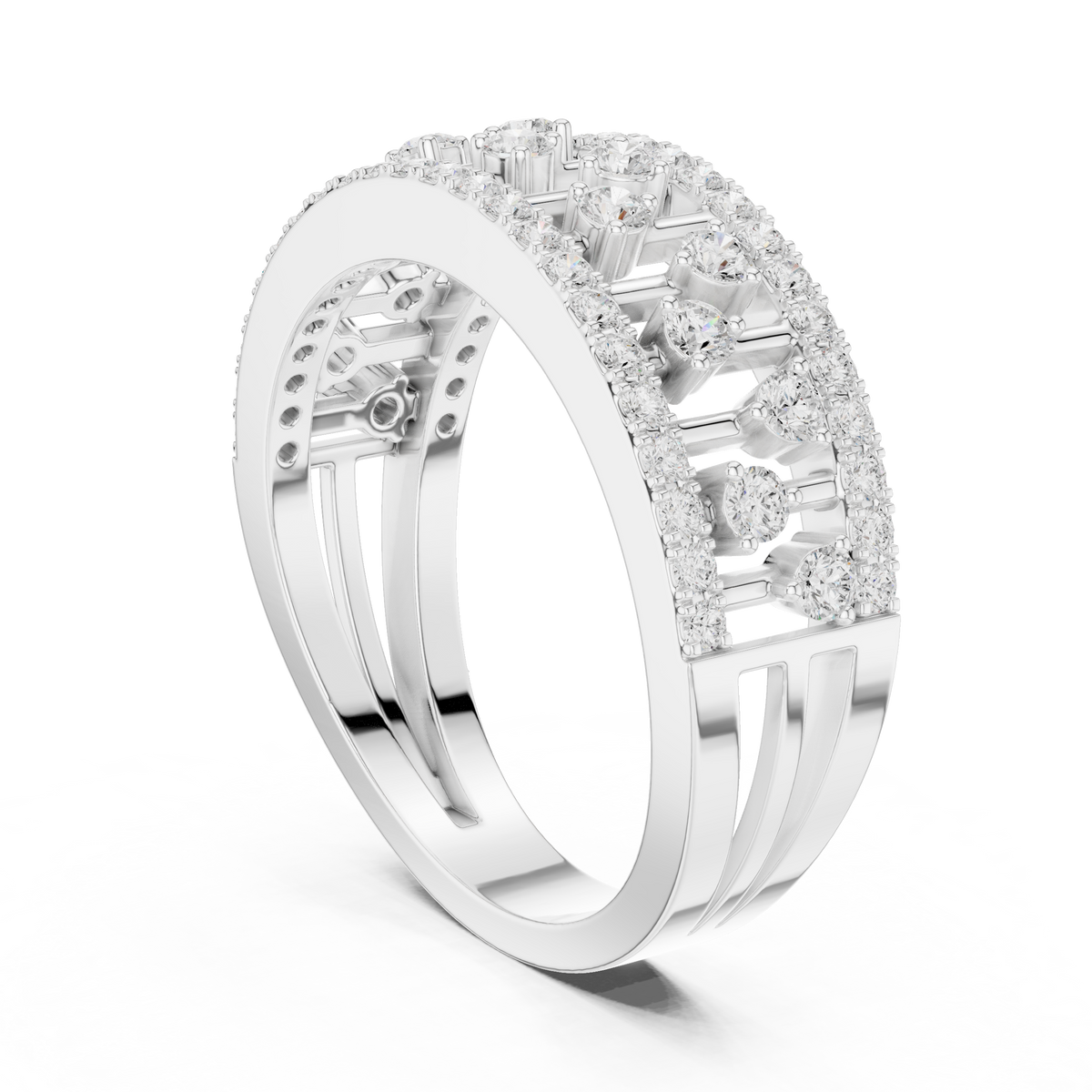 Gold Wide Pave Round Lab Grown Diamond Celvia Ring
