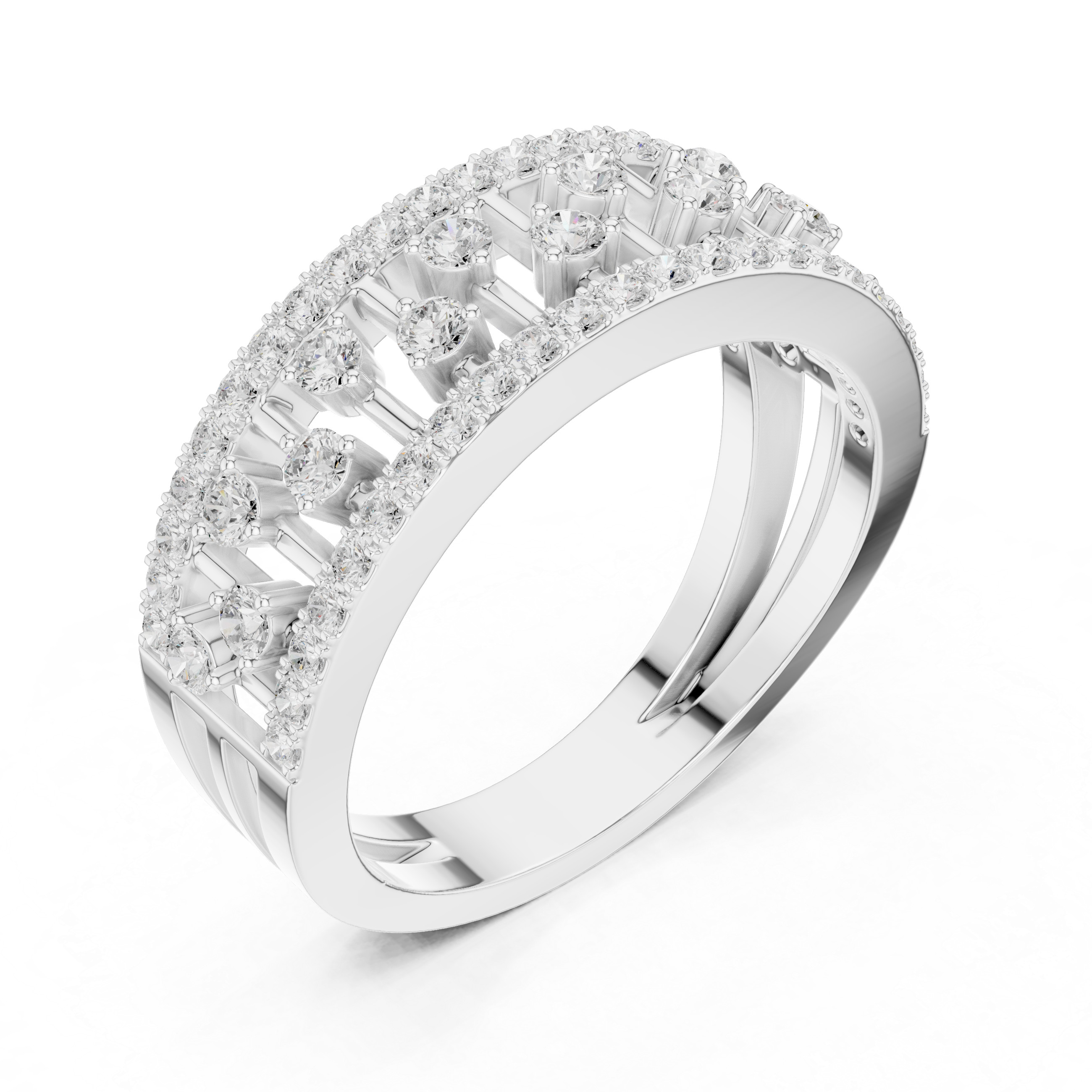 Gold Wide Pave Round Lab Grown Diamond Celvia Ring