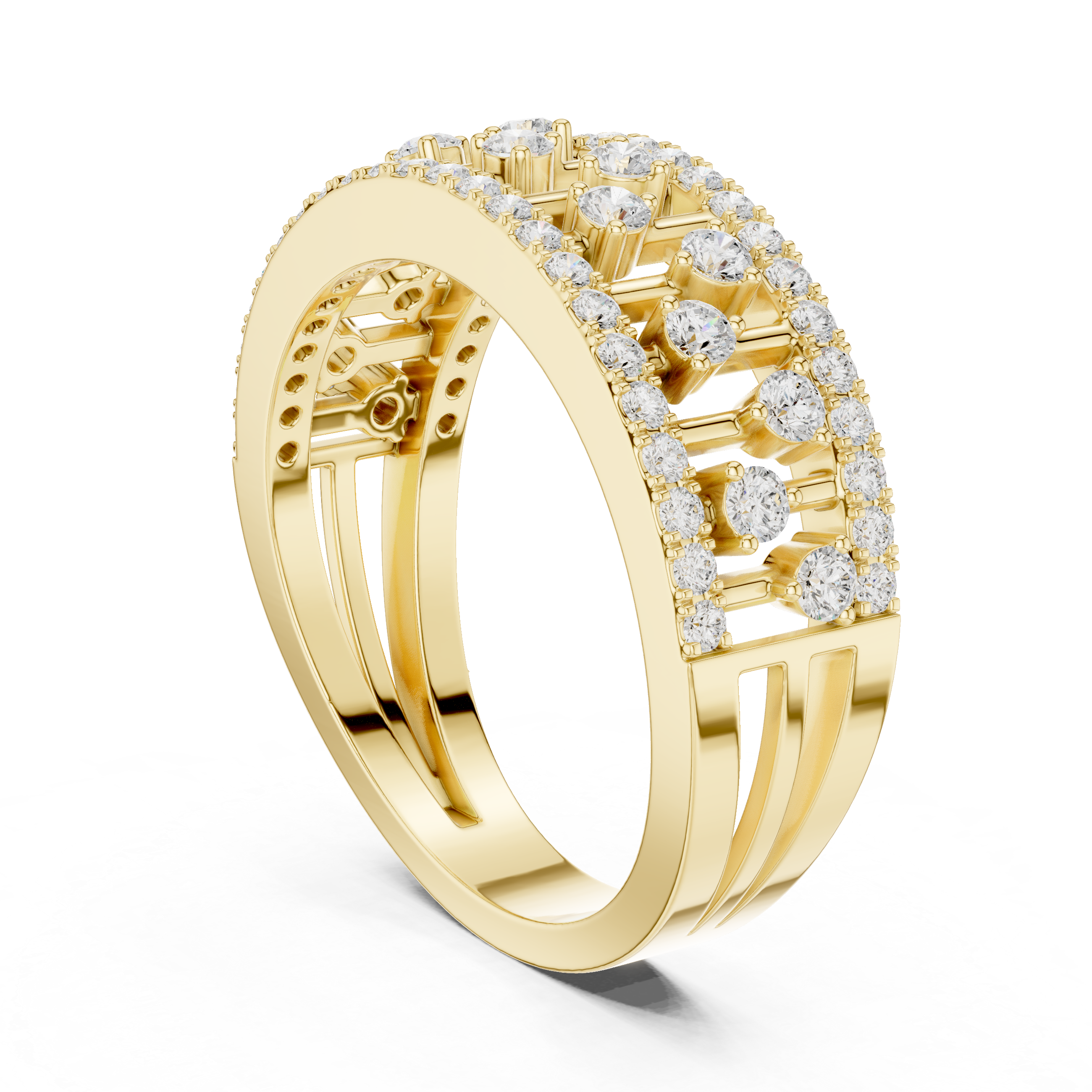 Gold Wide Pave Round Lab Grown Diamond Celvia Ring