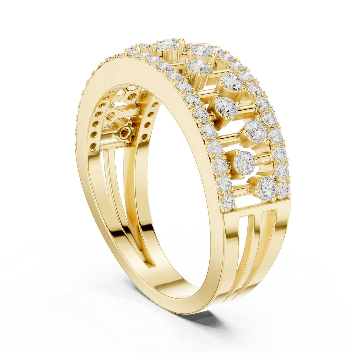 Gold Wide Pave Round Lab Grown Diamond Celvia Ring
