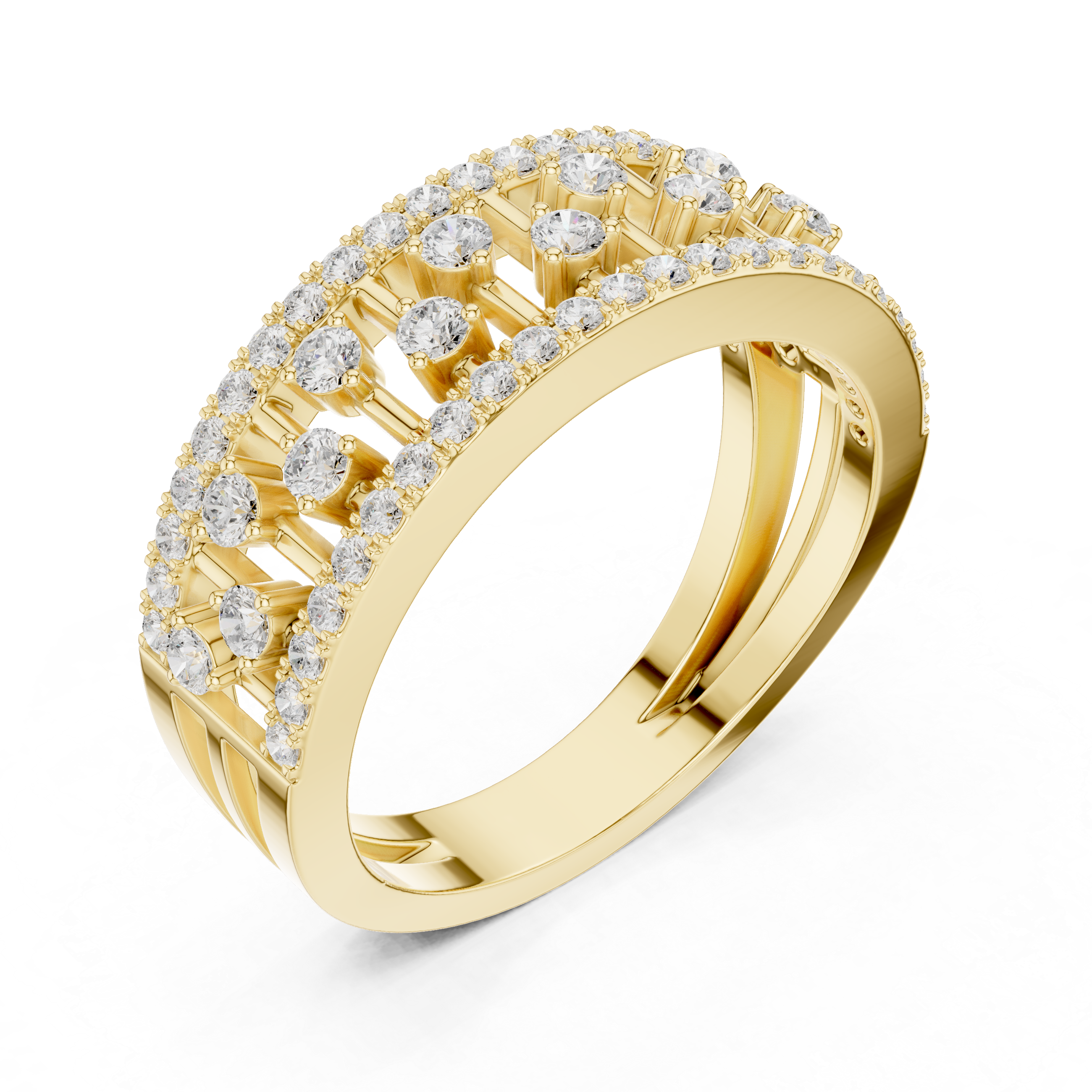 Gold Wide Pave Round Lab Grown Diamond Celvia Ring