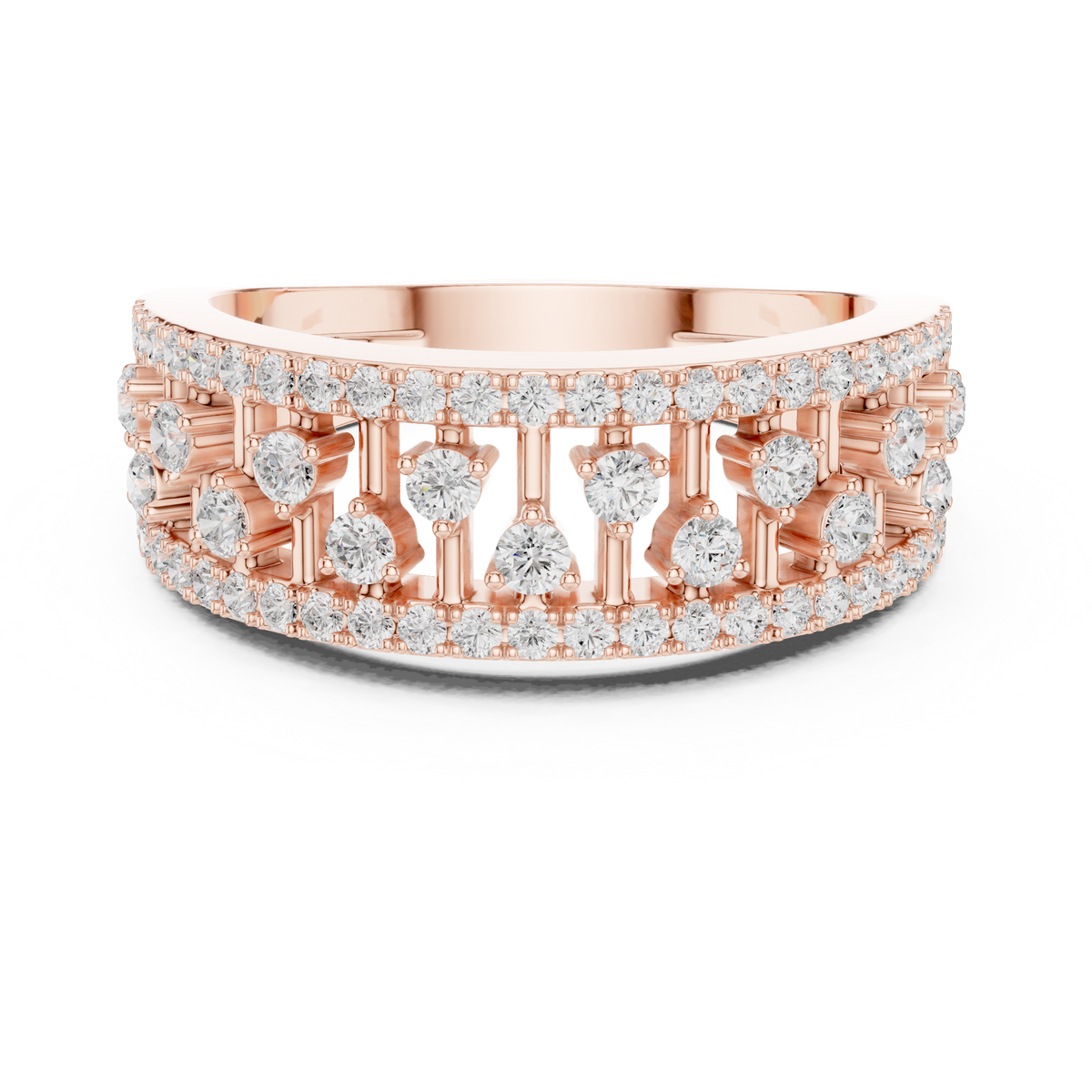 Gold Wide Pave Round Lab Grown Diamond Celvia Ring
