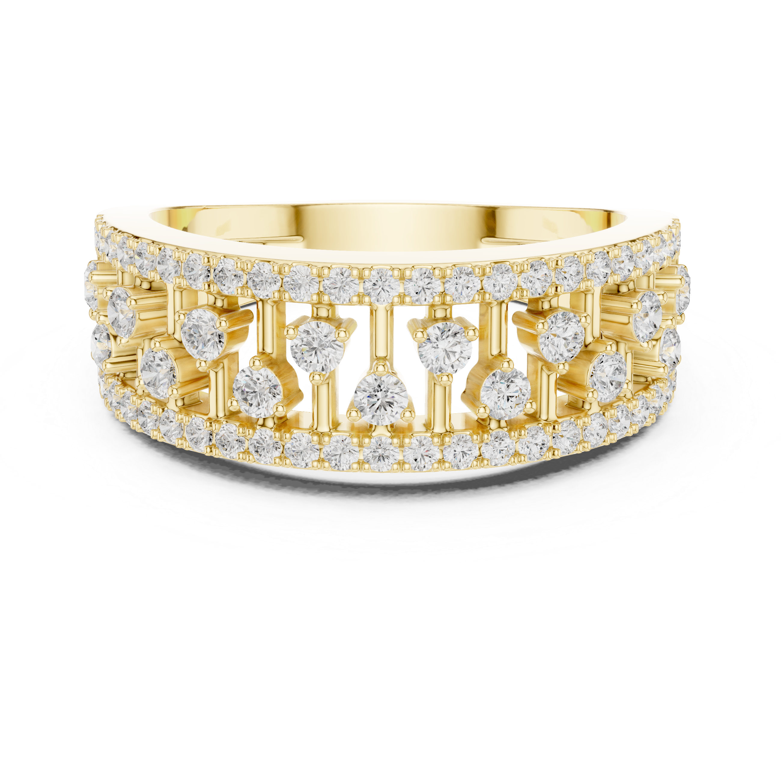 Gold Wide Pave Round Lab Grown Diamond Celvia Ring