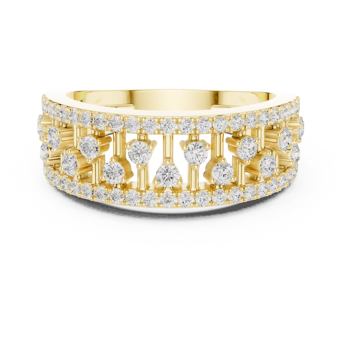 Gold Wide Pave Round Lab Grown Diamond Celvia Ring