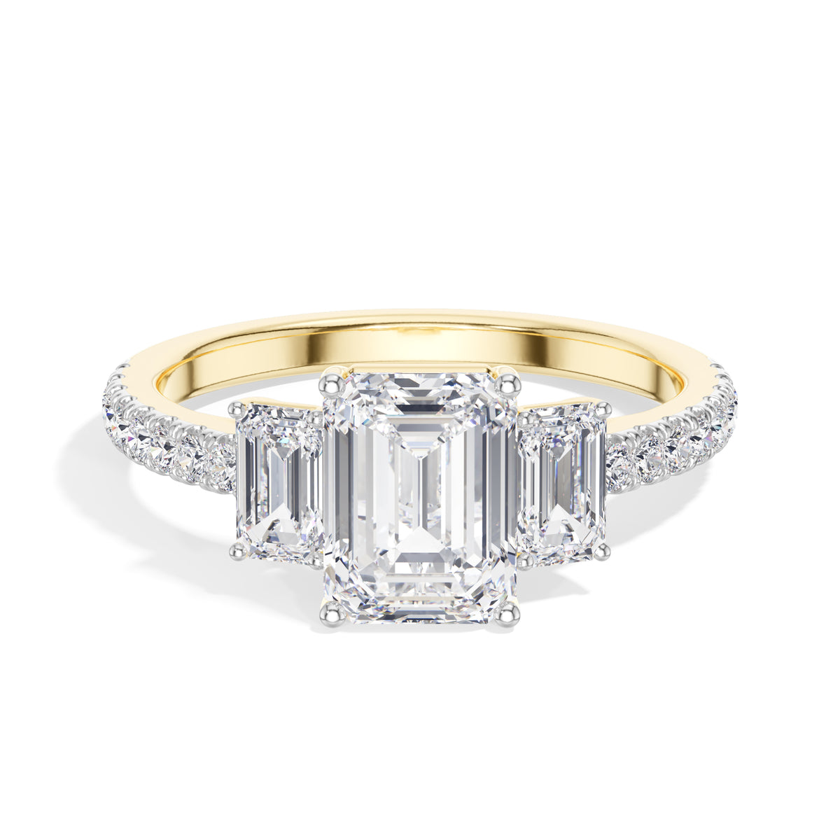 Emerald Cut Three-Stone Lab Grown Diamond Aurelle Engagement Ring