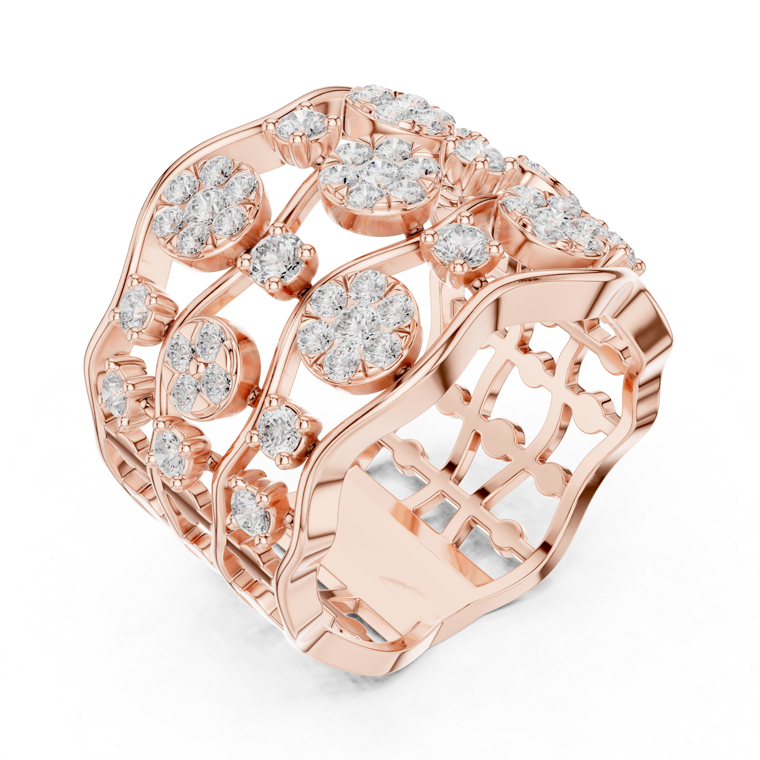 Gold 1Ct Cluster Multi Stone Round Lab Grown Diamond Elvara Ring
