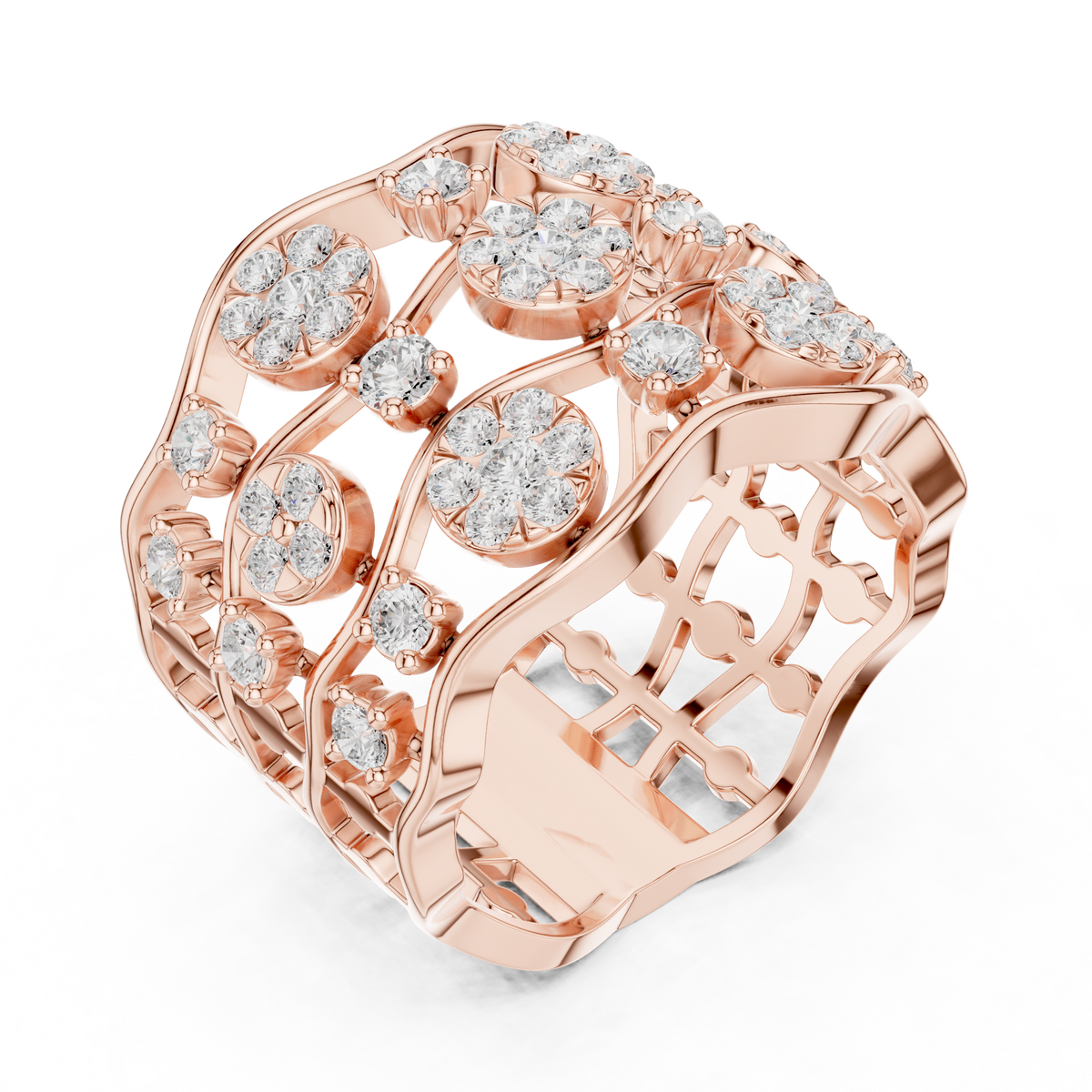 Gold 1Ct Cluster Multi Stone Round Lab Grown Diamond Elvara Ring