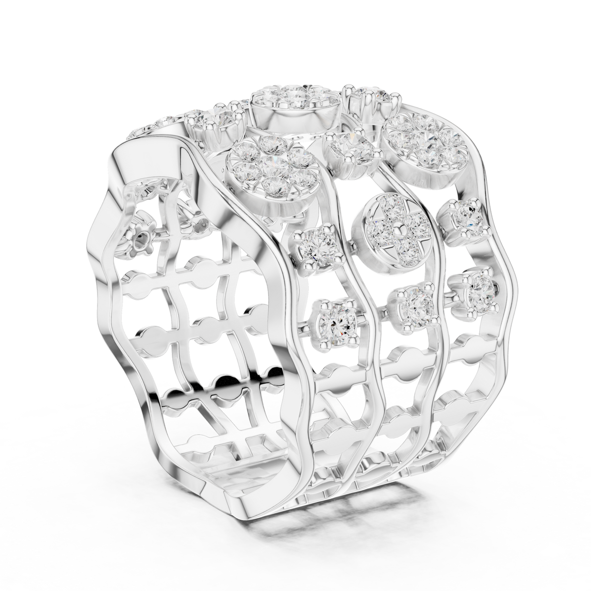 Gold 1Ct Cluster Multi Stone Round Lab Grown Diamond Elvara Ring
