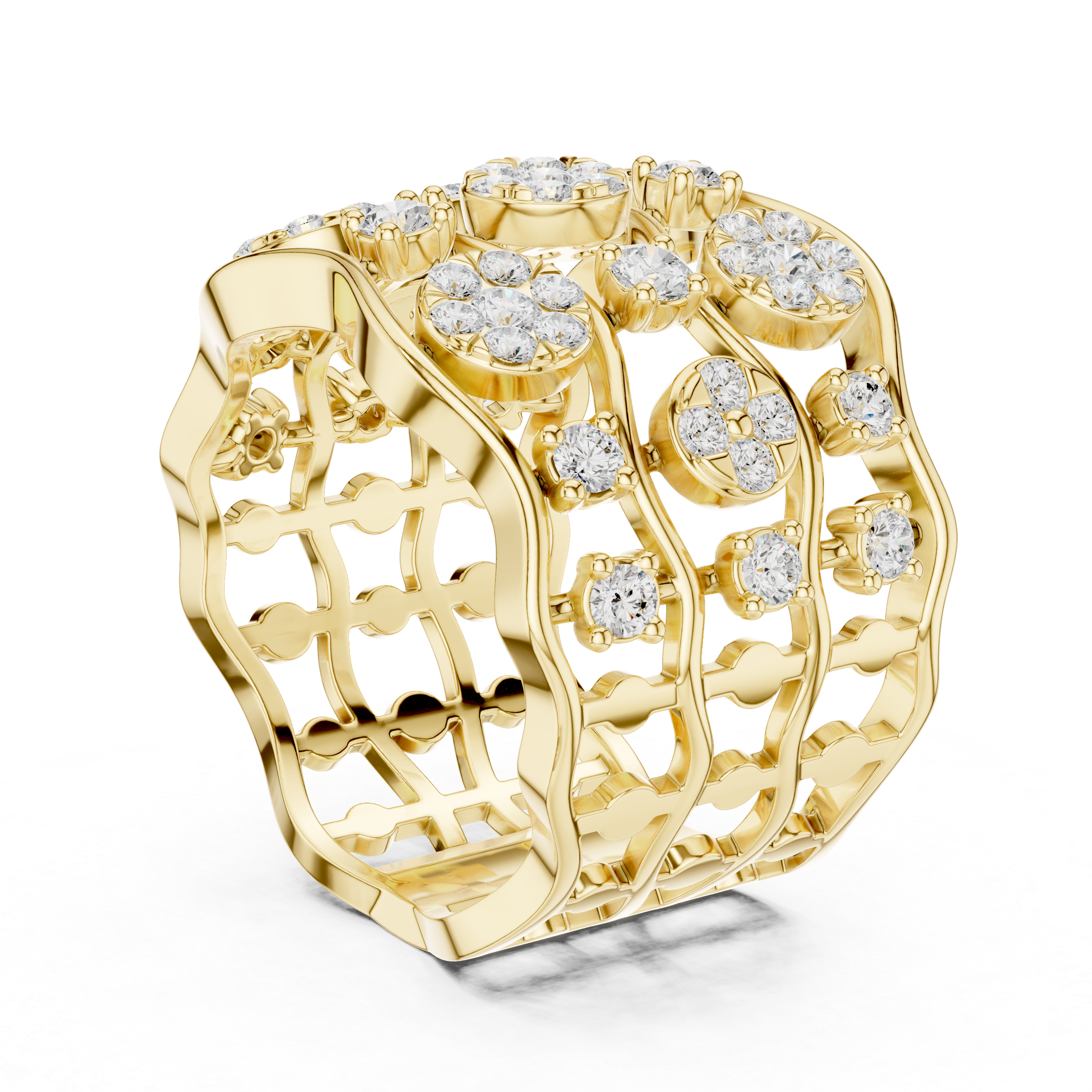 Gold 1Ct Cluster Multi Stone Round Lab Grown Diamond Elvara Ring